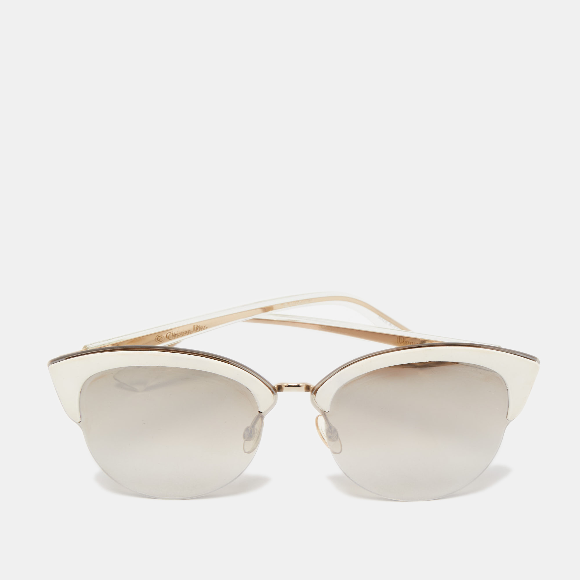 Pre-owned Dior Run Aviator Sunglasses In White