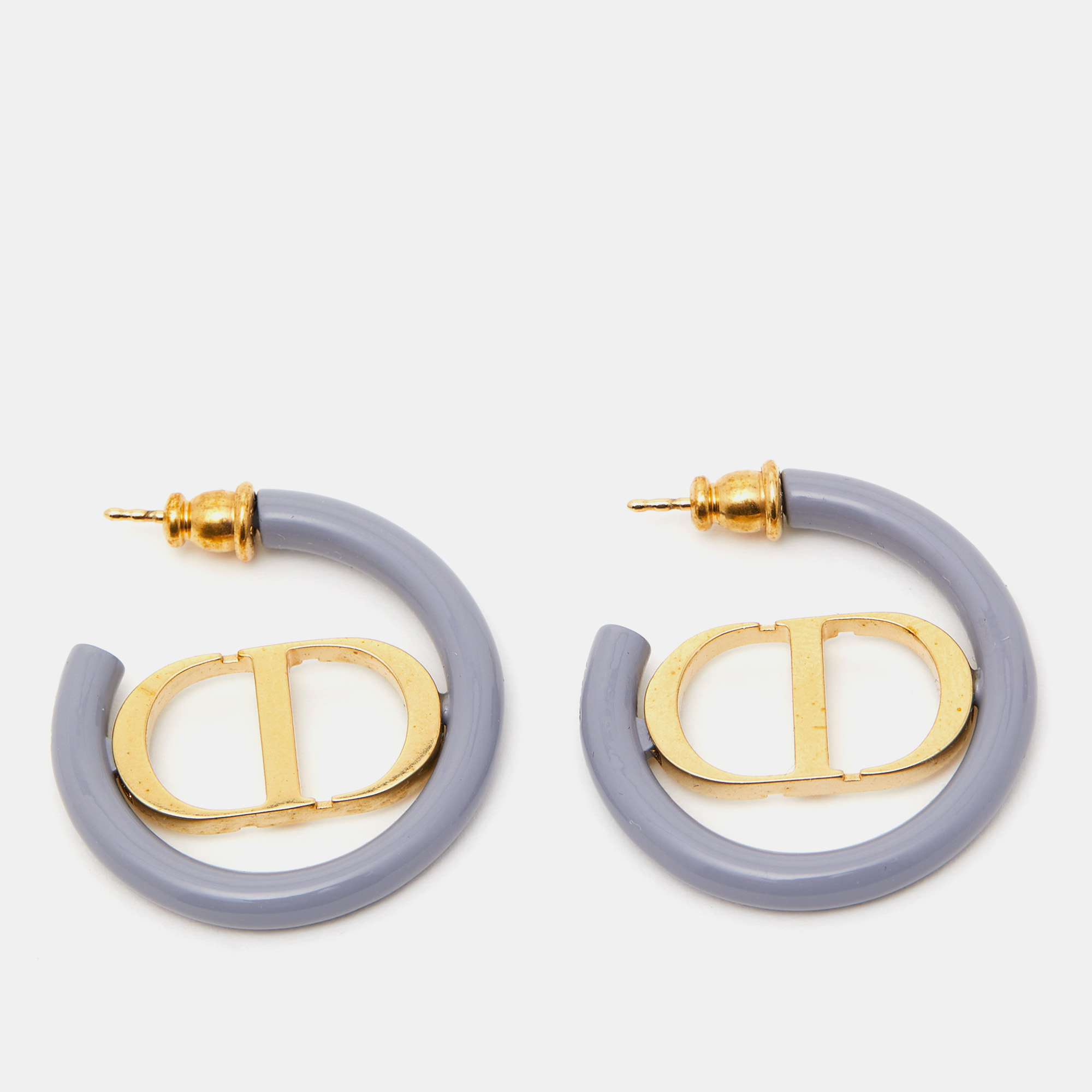 

Dior 30 Montaigne Enamel Gold Tone Hoop Earrings