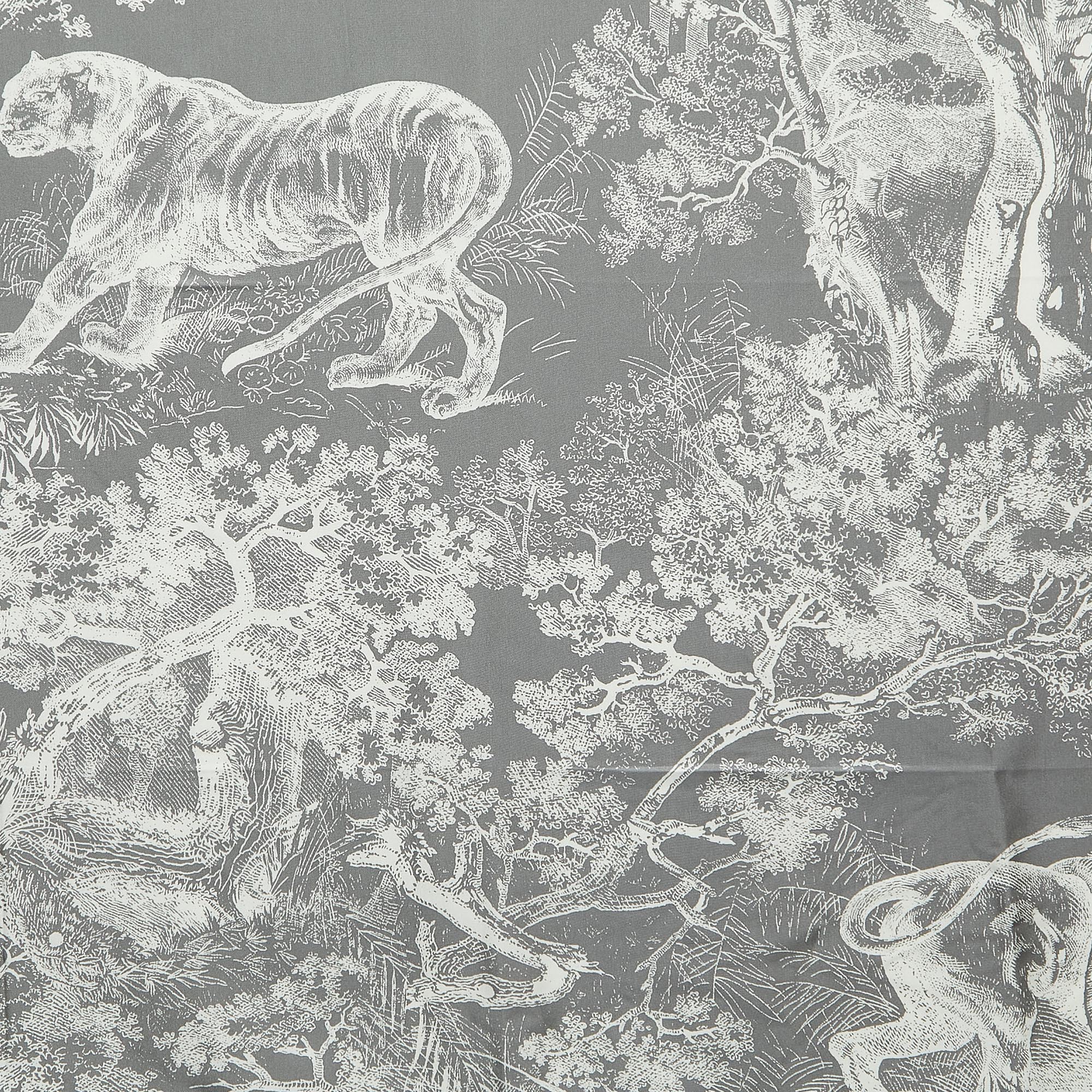 

Dior Grey Silk Foulard Toile De Jouy Scarf