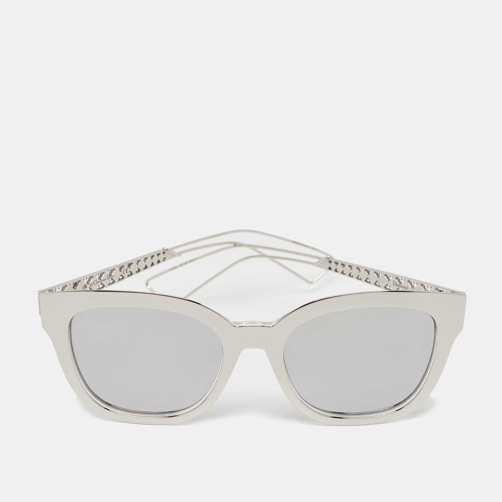 Dior Silver Mirrored Diorama Wayfarer Sunglasses