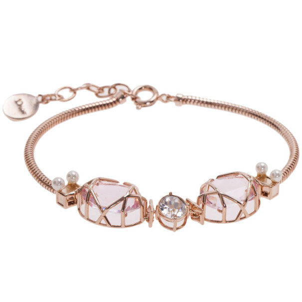 Pre Owned Dior Pink Crystal Bracelet 22CM