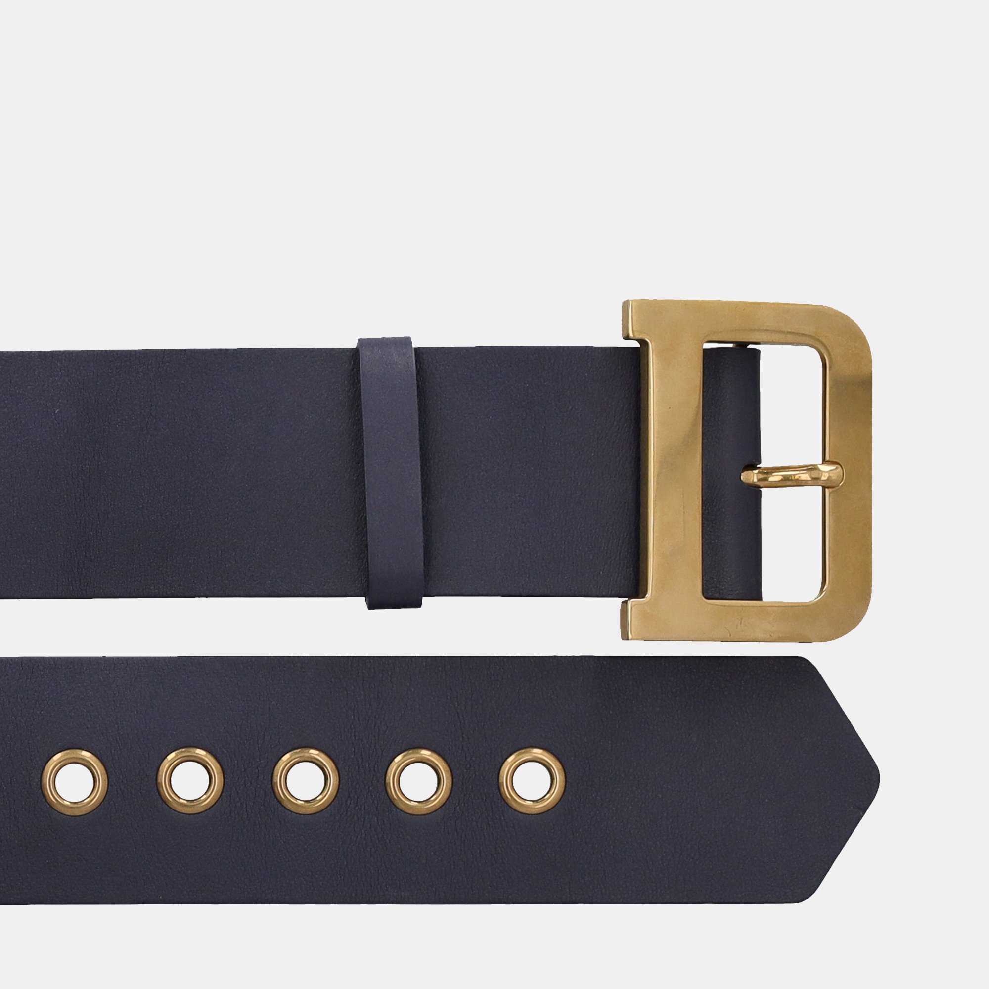 

Dior Women's Leather High-Waisted Belt - Navy, Navy blue
