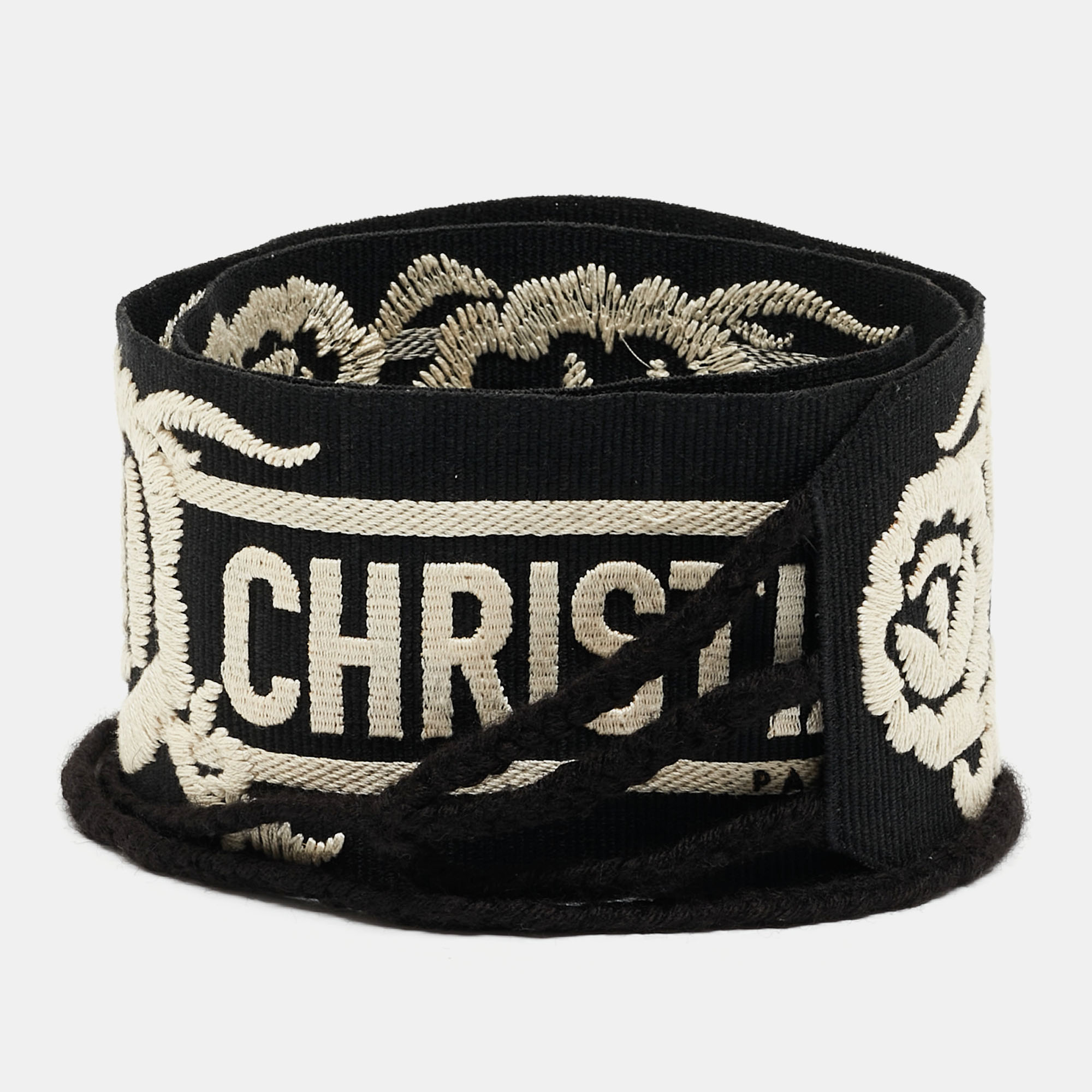 

Dior Black/White Embroidered Canvas Waist Belt