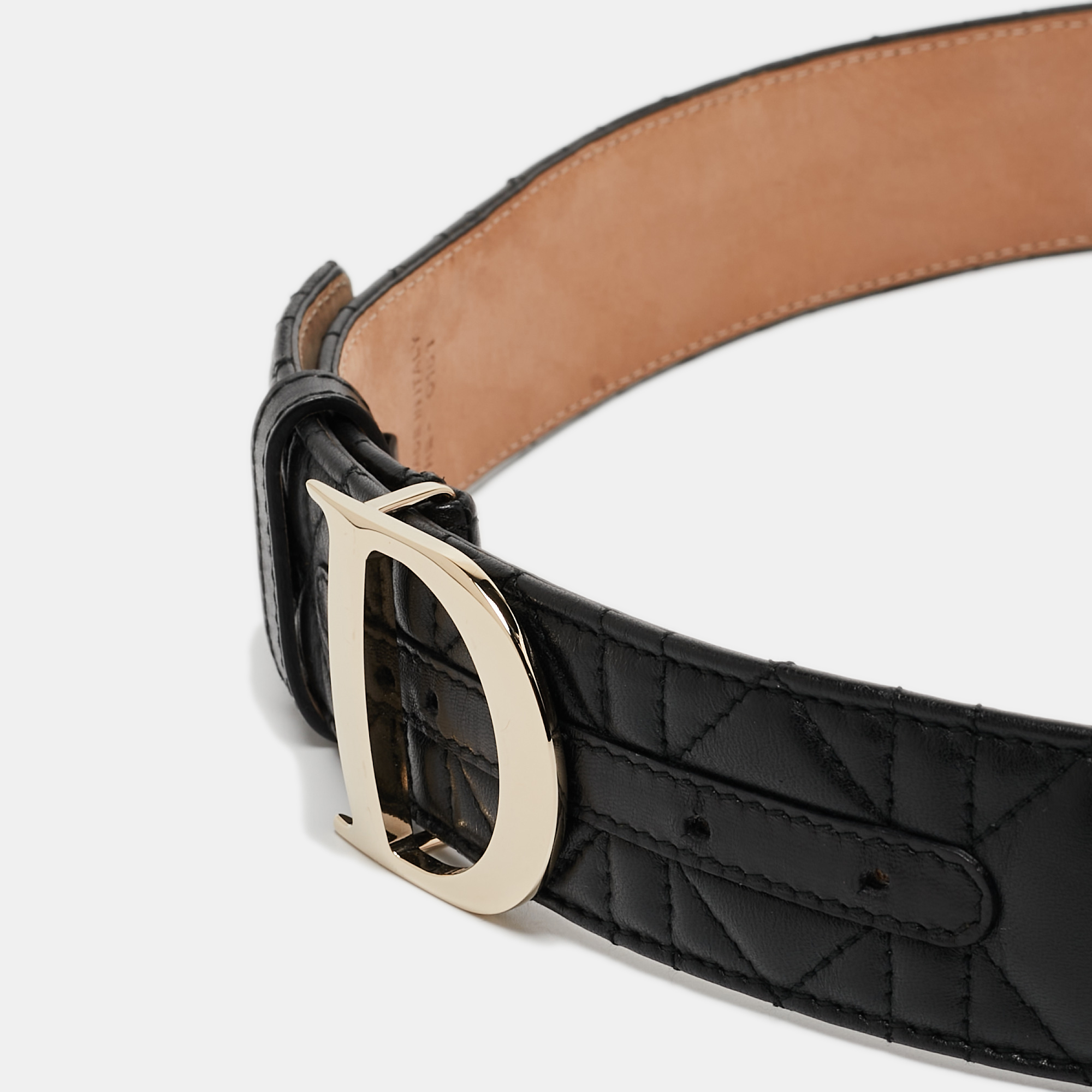 

Dior Black Cannage Leather D Buckle Belt