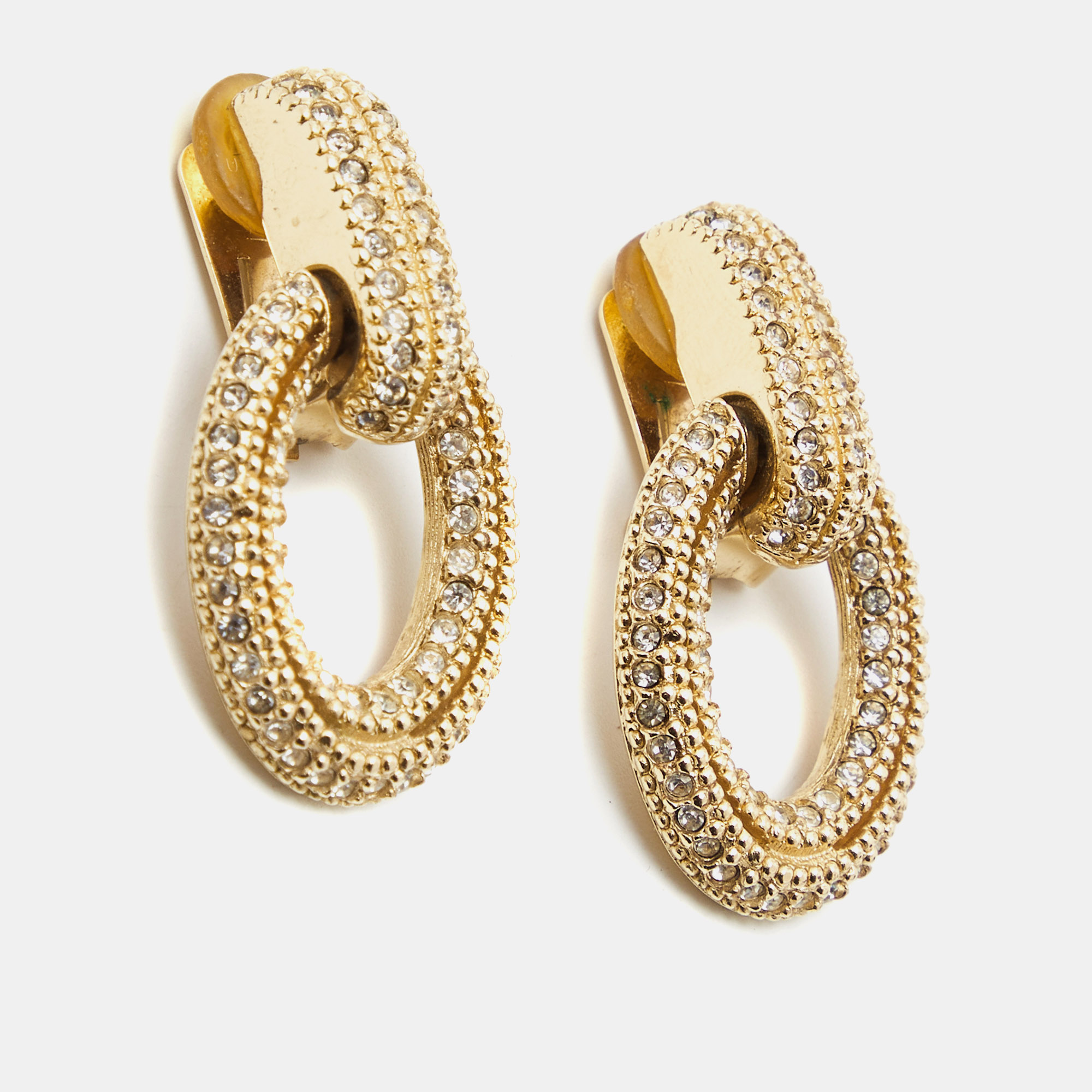 

Dior Crystal Gold Tone Earrings