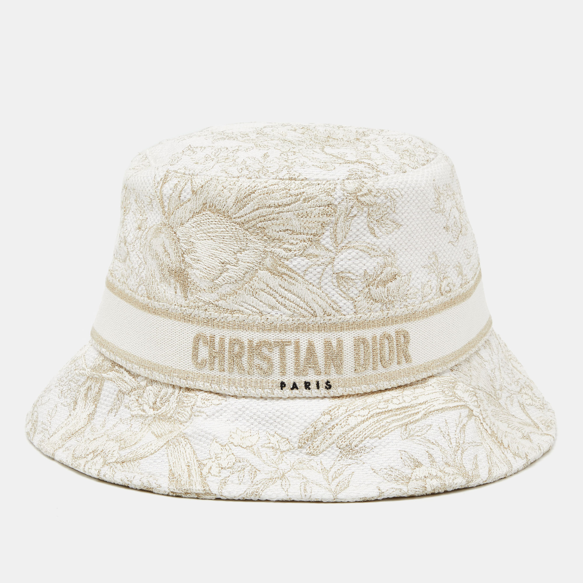 

Dior Ivory/Gold Toile de Jouy D Bobby Cotton Bucket Hat 57, White