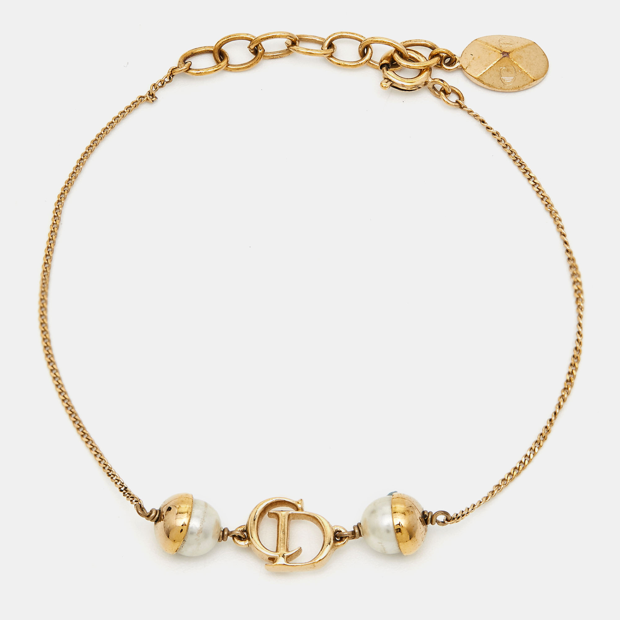 

Dior Mise en Dior Faux Pearl Gold Tone Bracelet