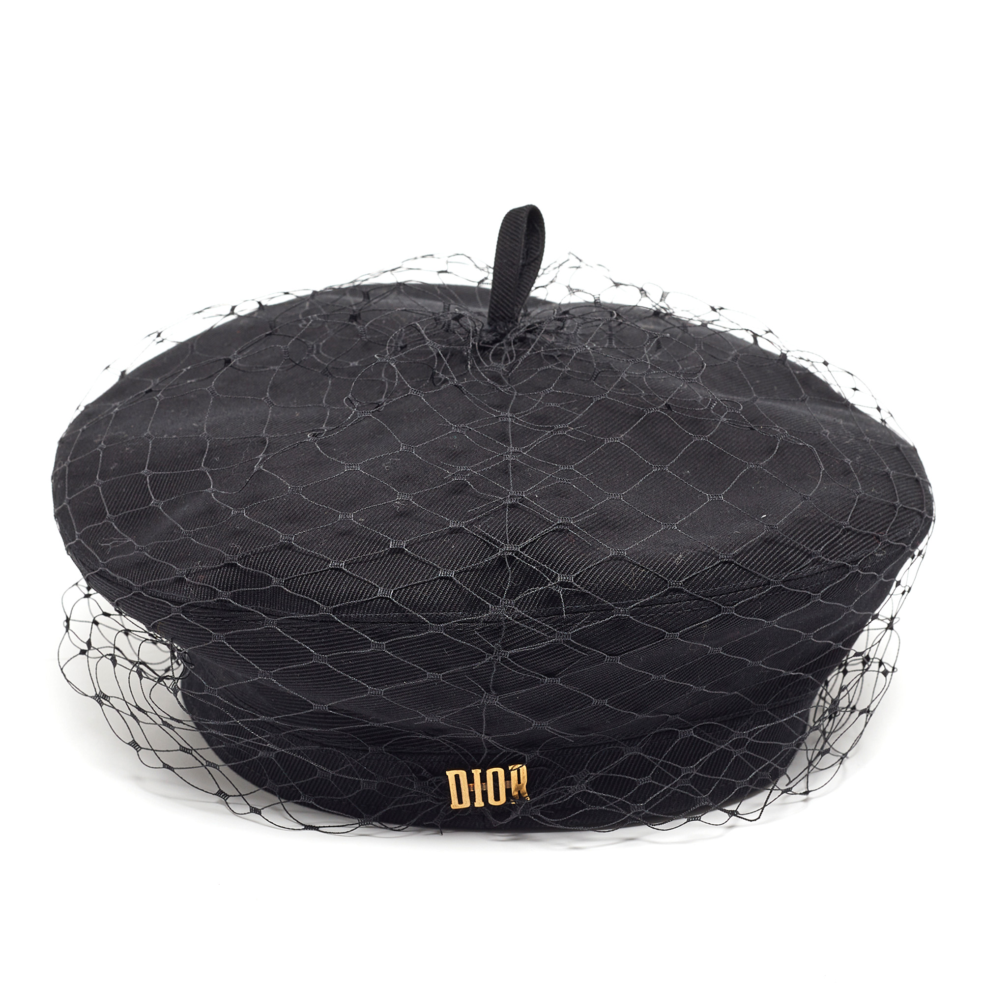 

Christian Dior Black Cotton and Mesh Beret Size