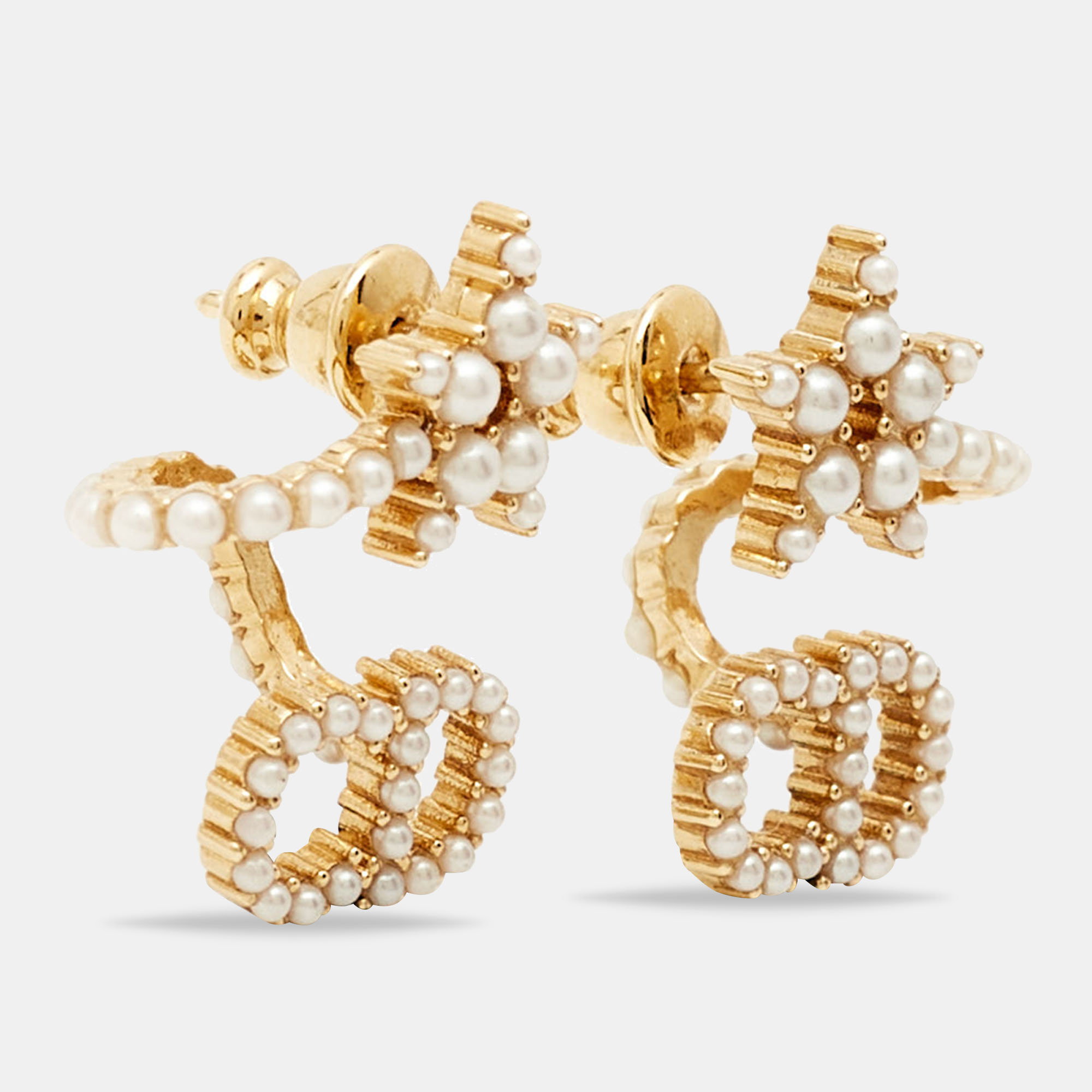 

Dior Clair D Lune Faux Pearl Gold Tone Earrings