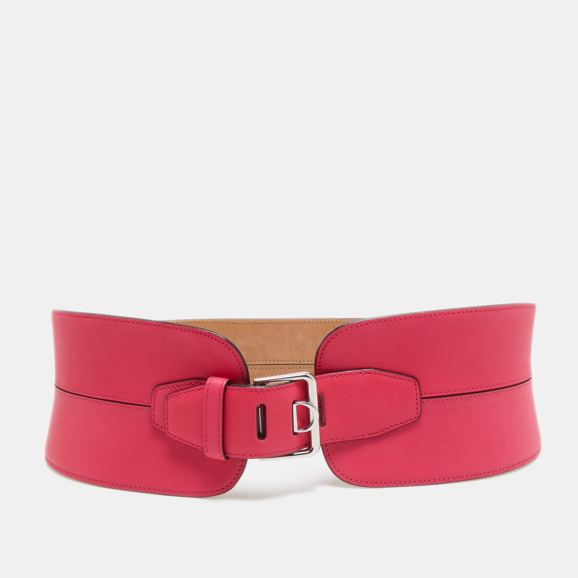 Pre-owned Dior Pink Leather Waist Belt M