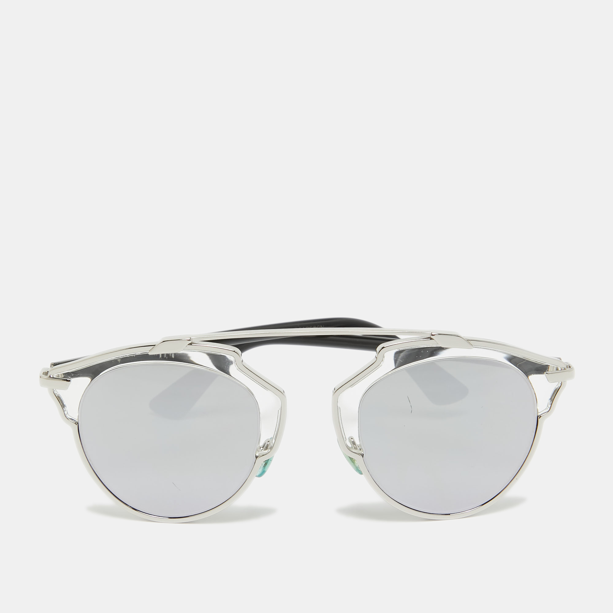 Pre-owned Dior Silver/black Mirrored Soreal Aviator Sunglasses