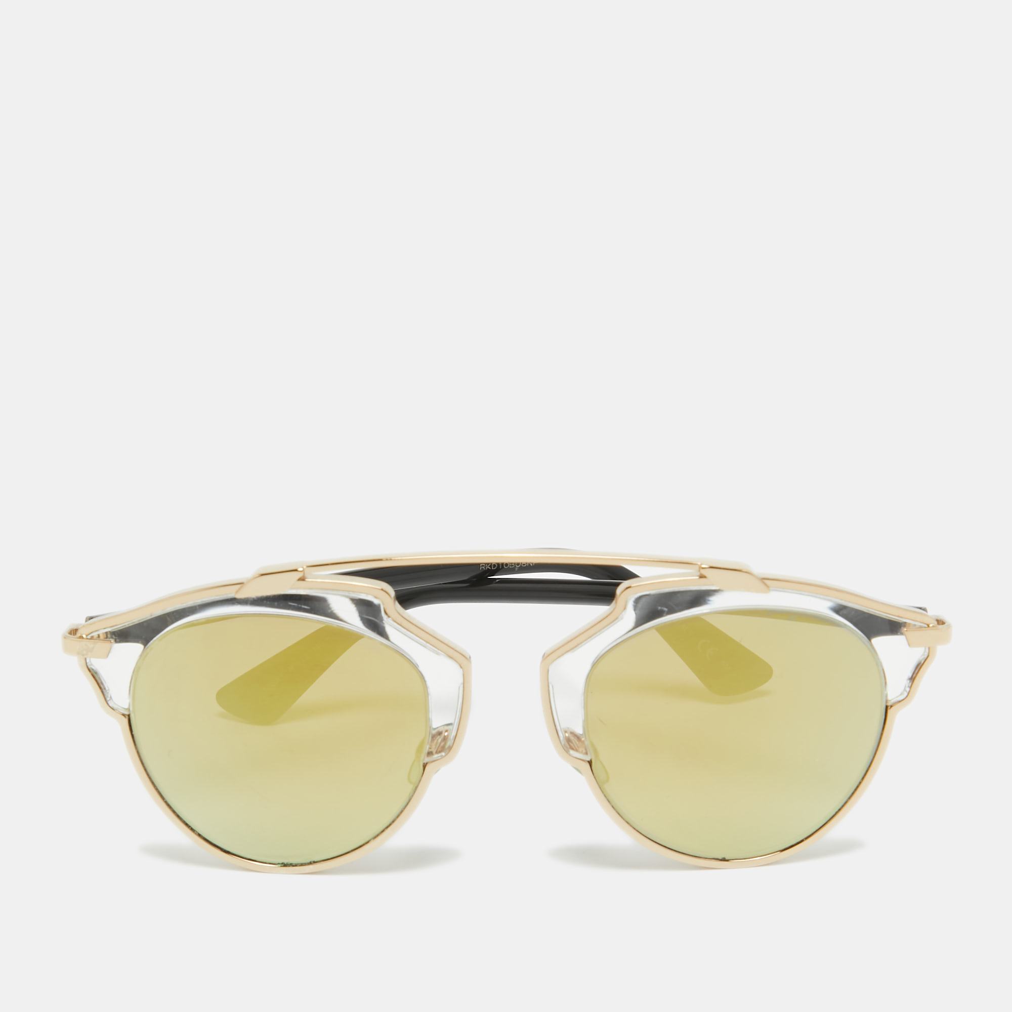 Pre-owned Dior Gold/black Mirrored Soreal Aviator Sunglasses