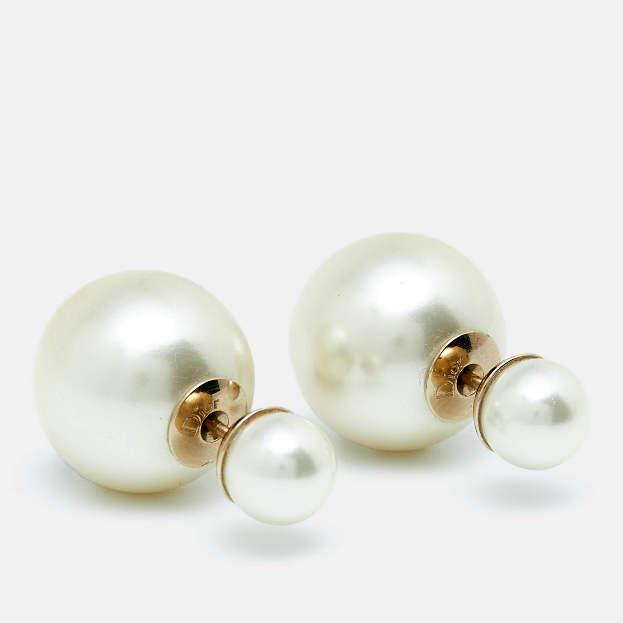 

Dior Tribales Faux Pearl Gold Tone Earrings, Cream