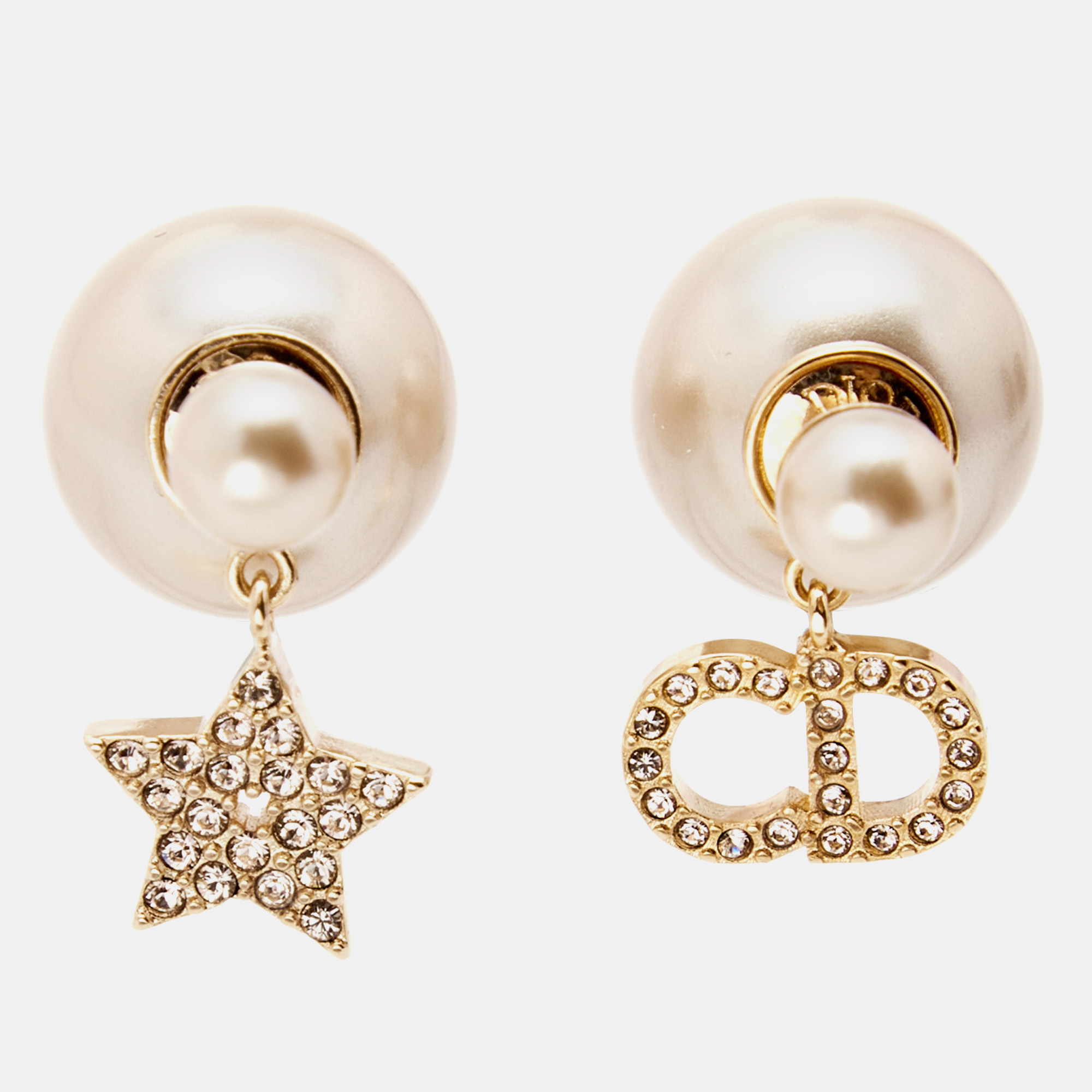 

Dior Tribales Crystals Faux Pearl Gold Tone Earrings