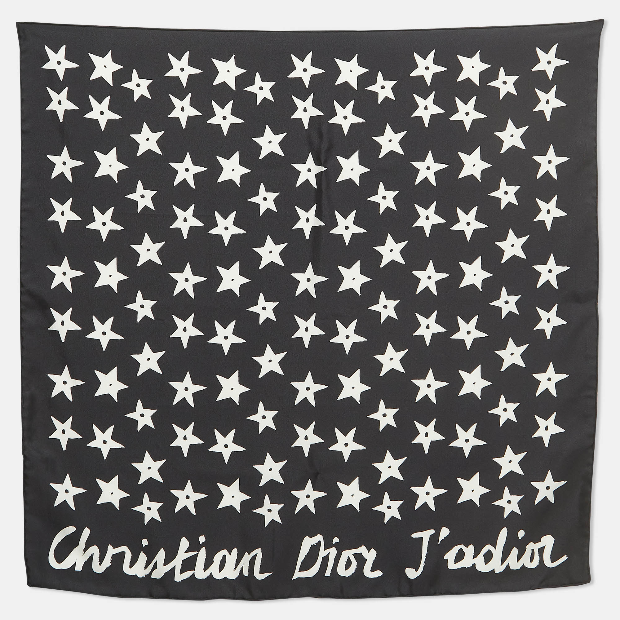 

Dior Black Stars Print Silk Jadior Carre Square Scarf, Silver