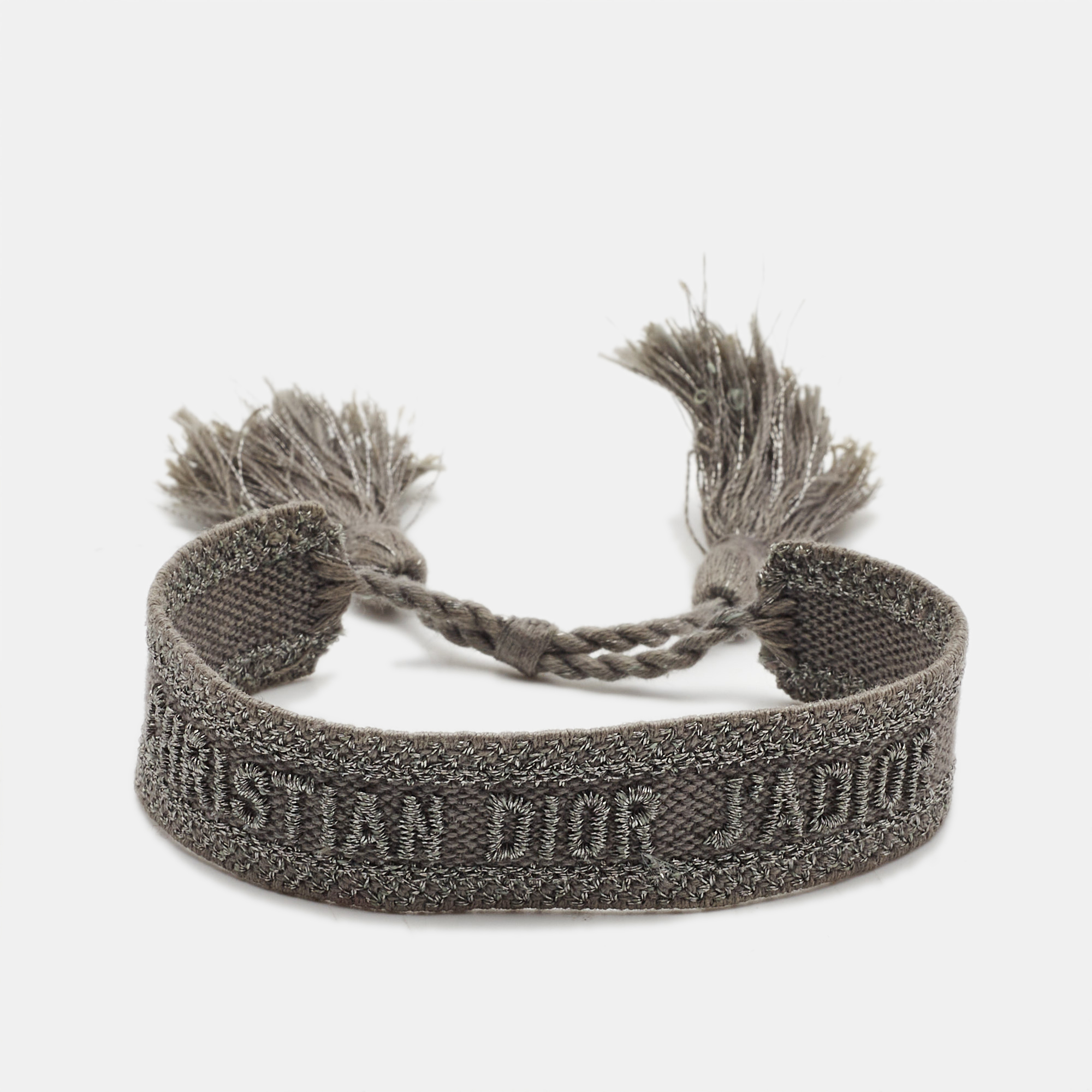 

Dior J'Adior Woven Fabric SIlver Thread Bracelet