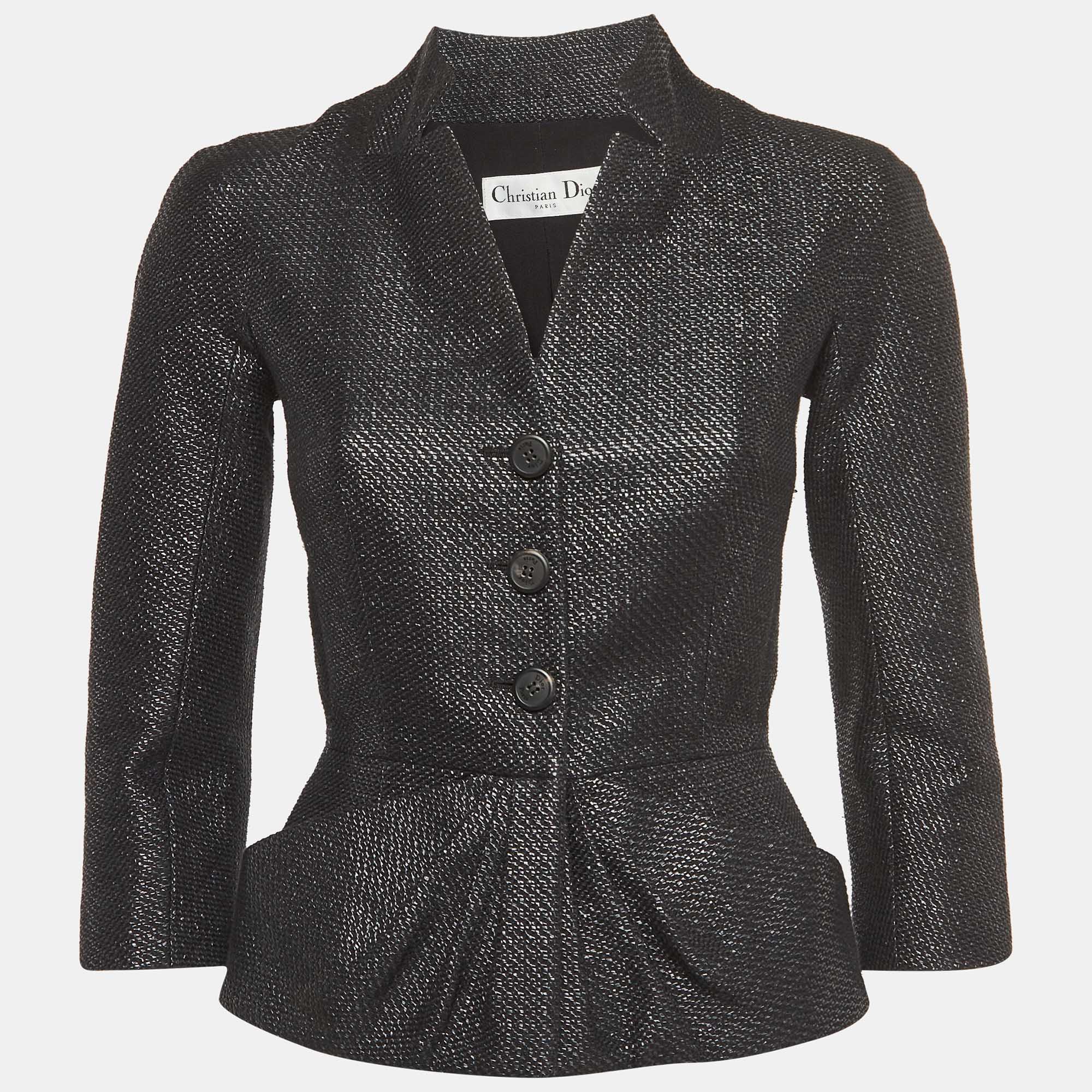 

Christian Dior Black Textured Cotton Blend Bar Jacket S