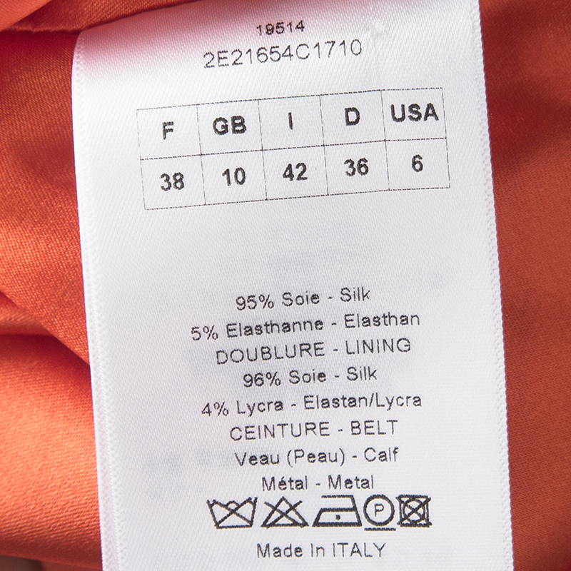 Pre-owned Dior Orange Silk Cowl Neck Sleeveless Dress M