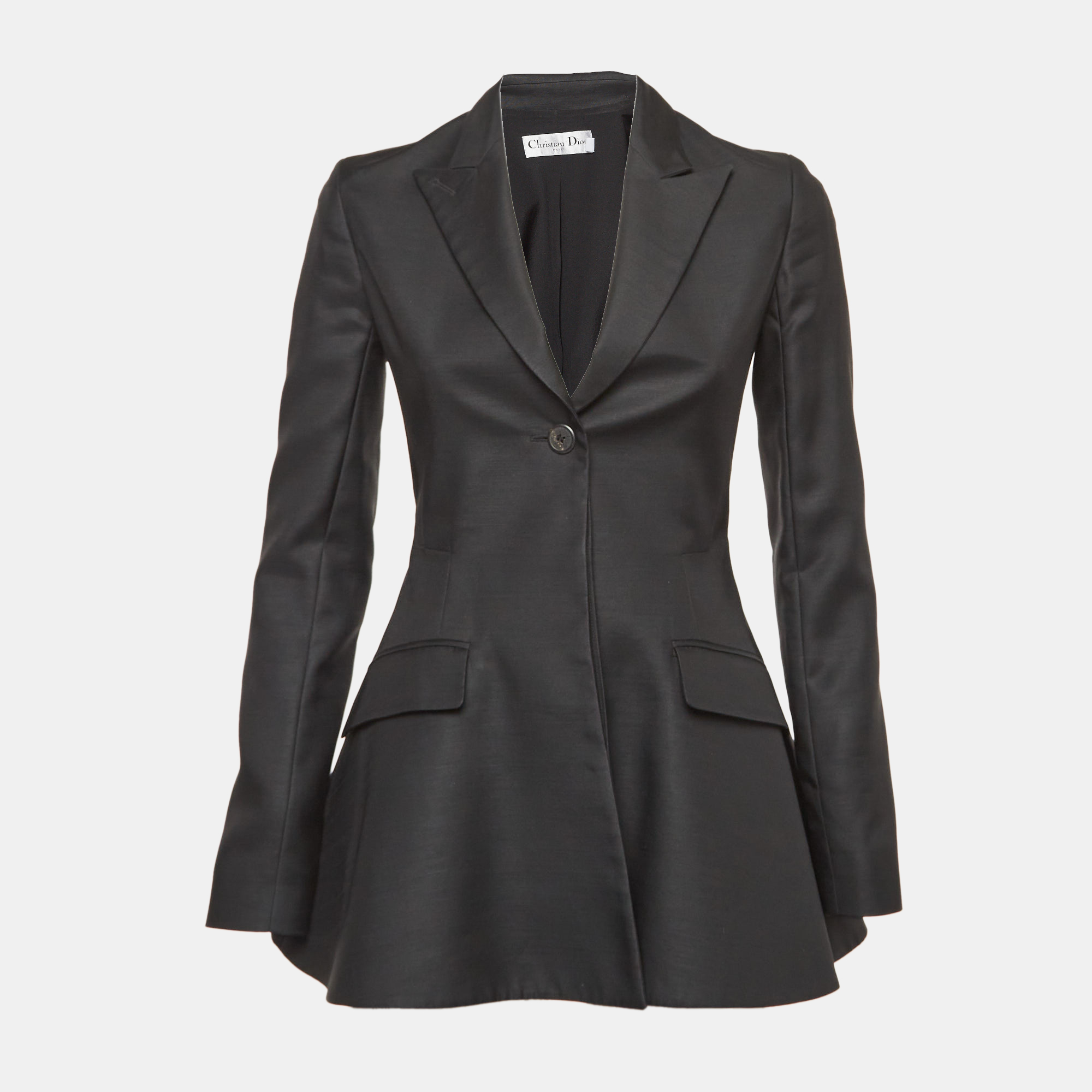 

Christian Dior Black Wool Blend Flared Blazer S