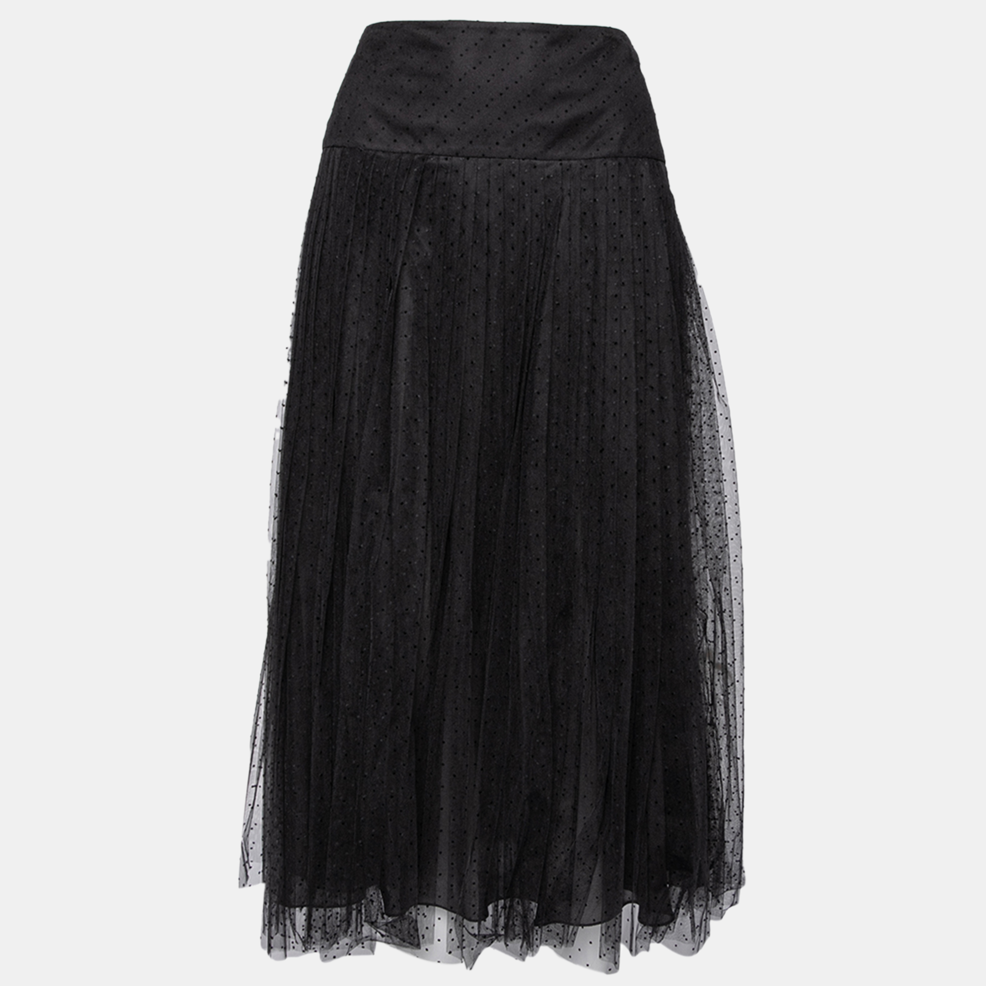 

Christian Dior Black Flocked Tulle Midi Skirt L