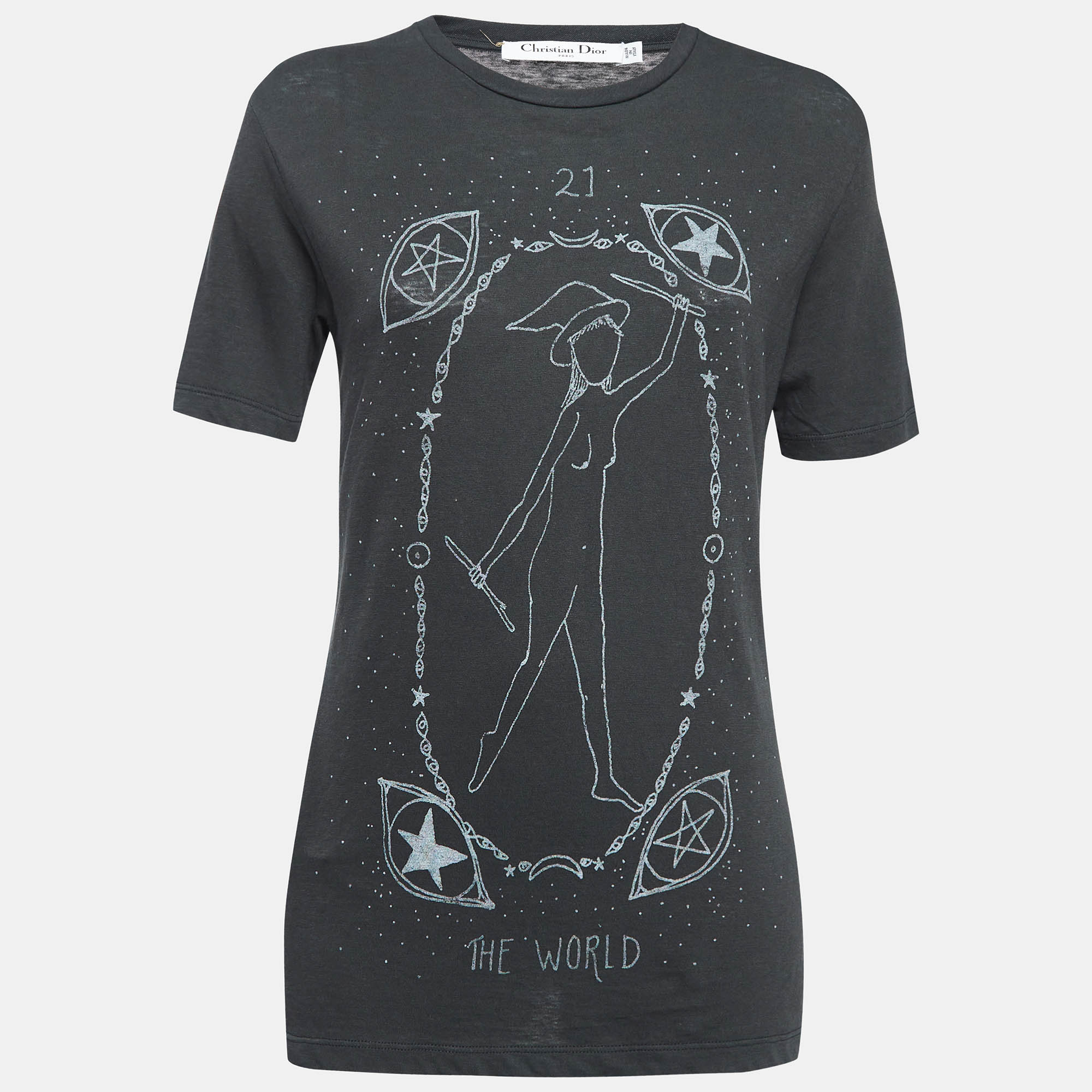 

Dior Dark Grey Printed Cotton Jersey T-Shirt XS