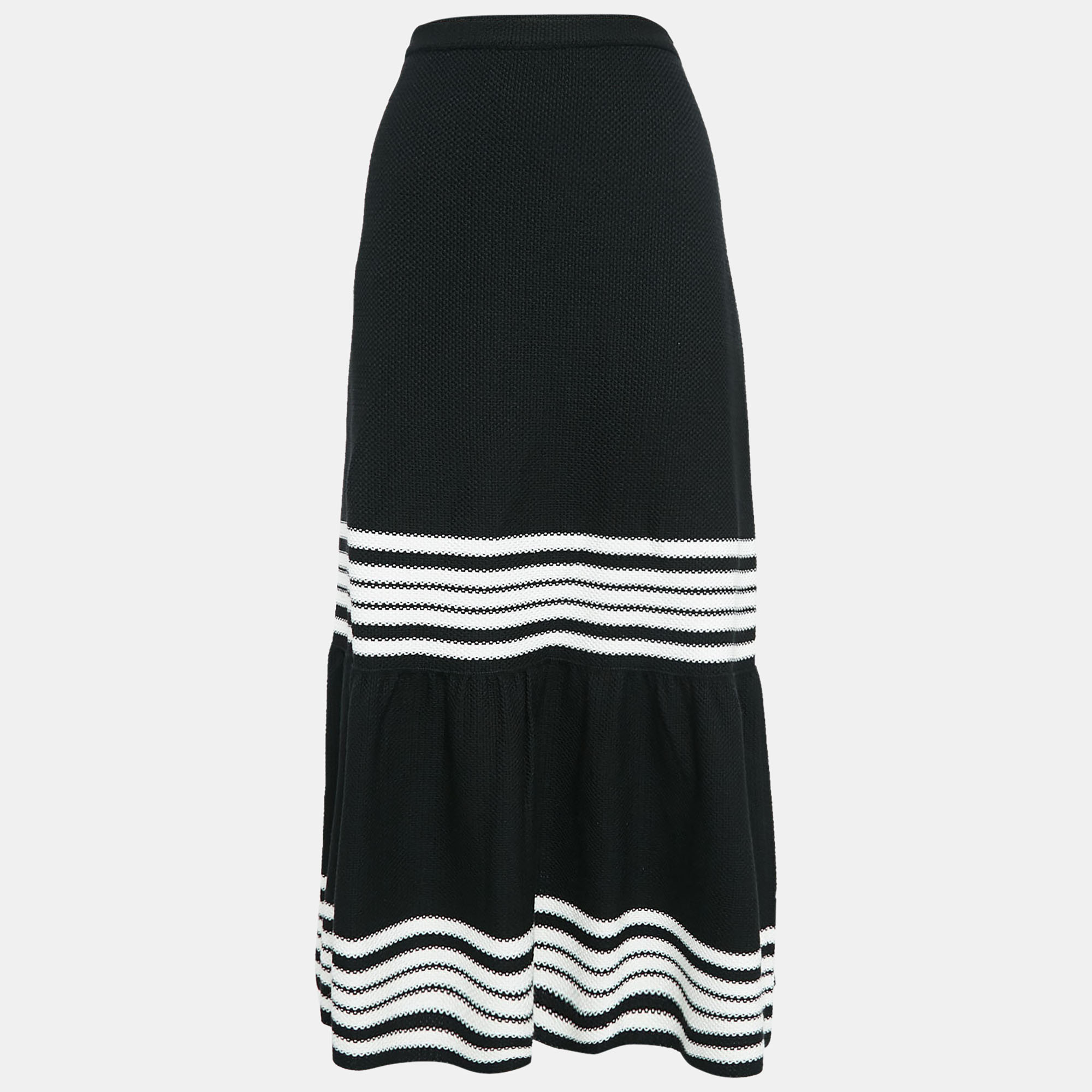 

Dior Black/White Striped Cotton and Silk Midi Skirt M