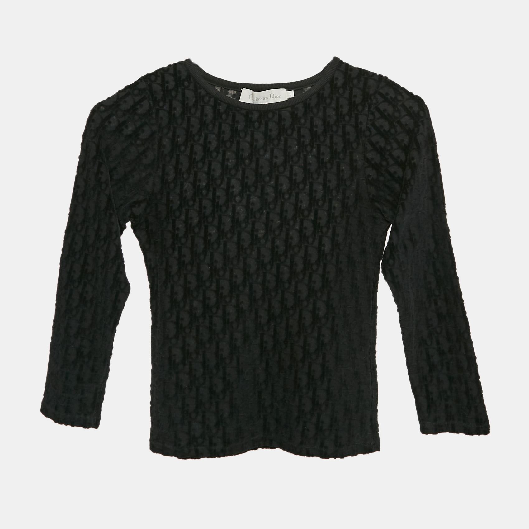 Pre-owned Dior Christian  Black Oblique Embossed Cotton Jumper S