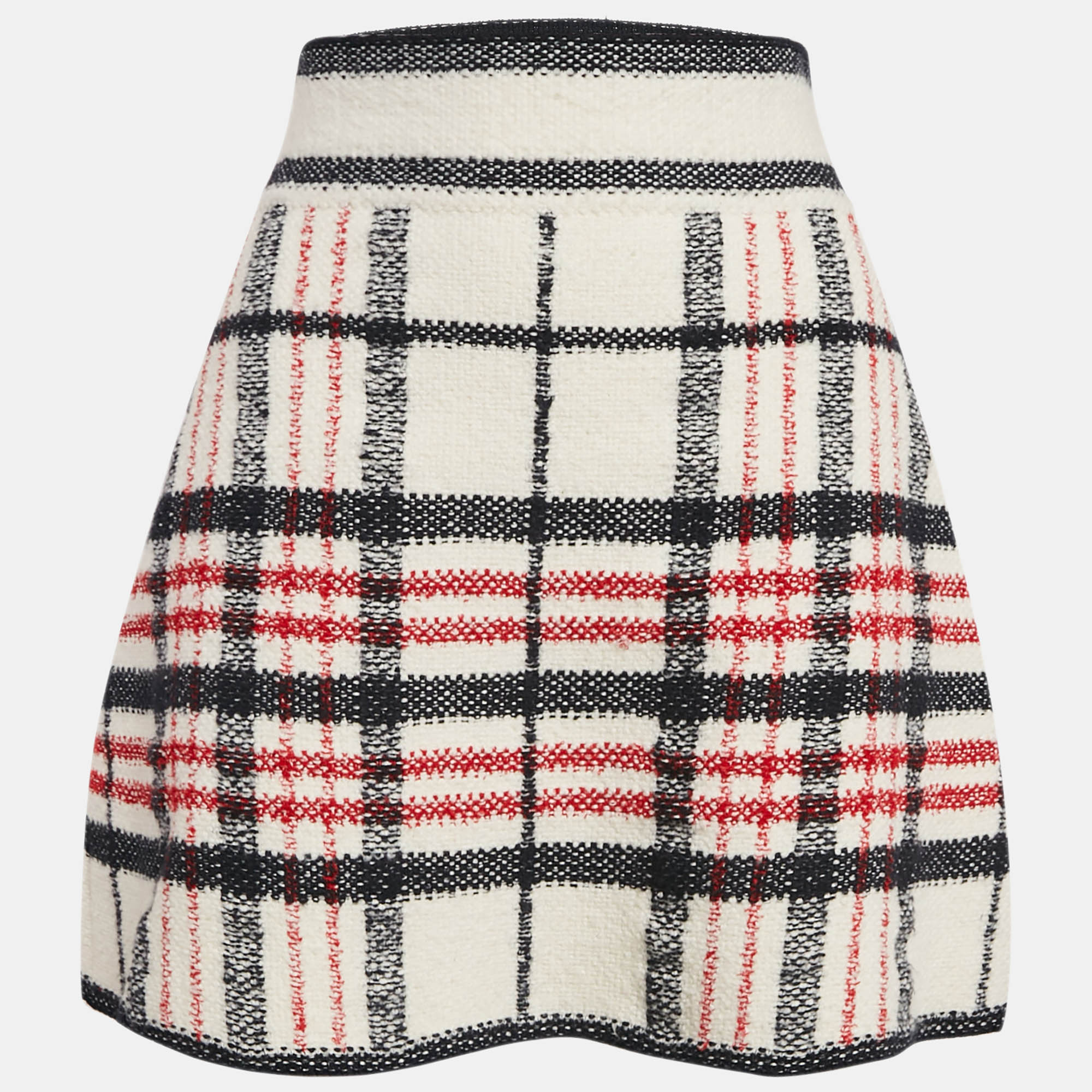 

Dior White Plaid and Logo Pattern Tweed Mini Skirt M