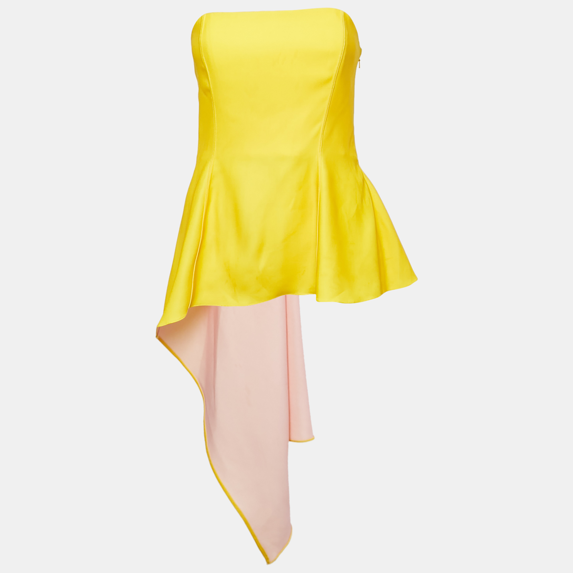 

Dior Yellow Crepe Strapless Asymmetric Corset Top M