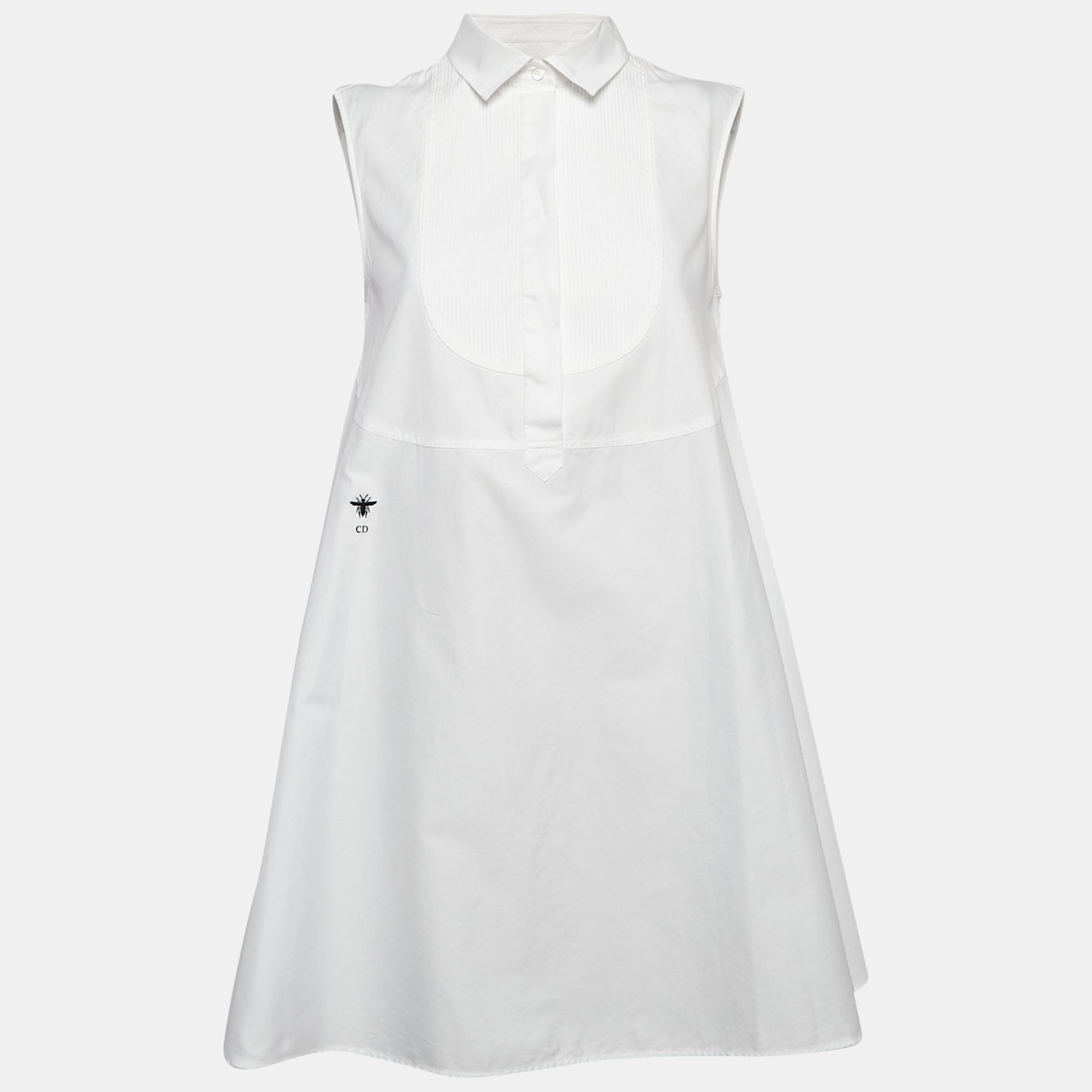 

Dior White Cotton Flared Sleeveless Mini Dress S