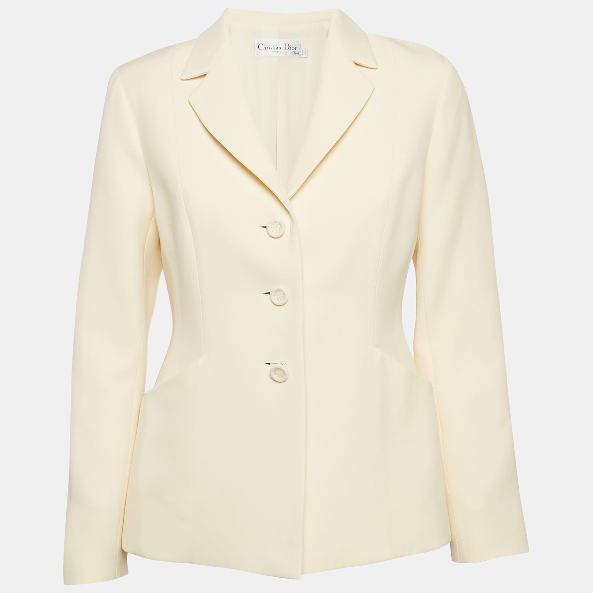 

Christian Dior Cream Wool Blend Single Breasted Blazer M