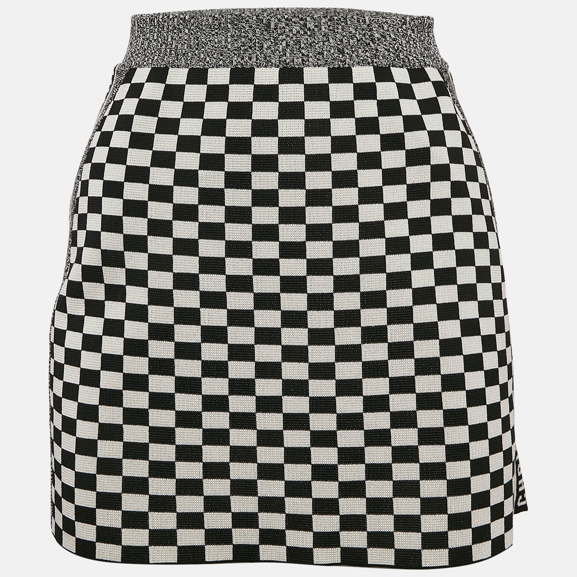 

Christian Dior Checkboard Stretch Knit Mini Skirt S, Black