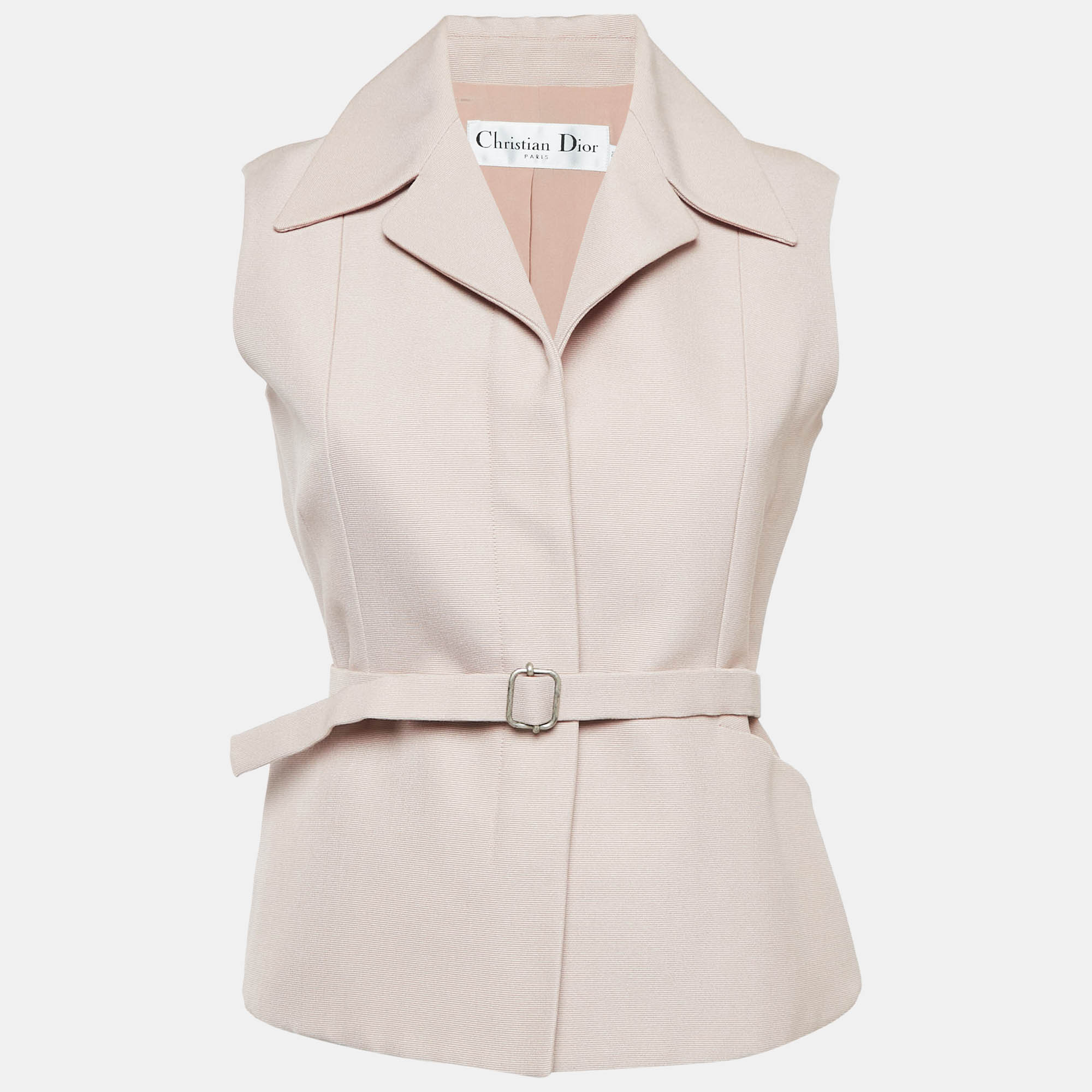 

Dior Pink Silk Single Breasted Belt Detail Vest M