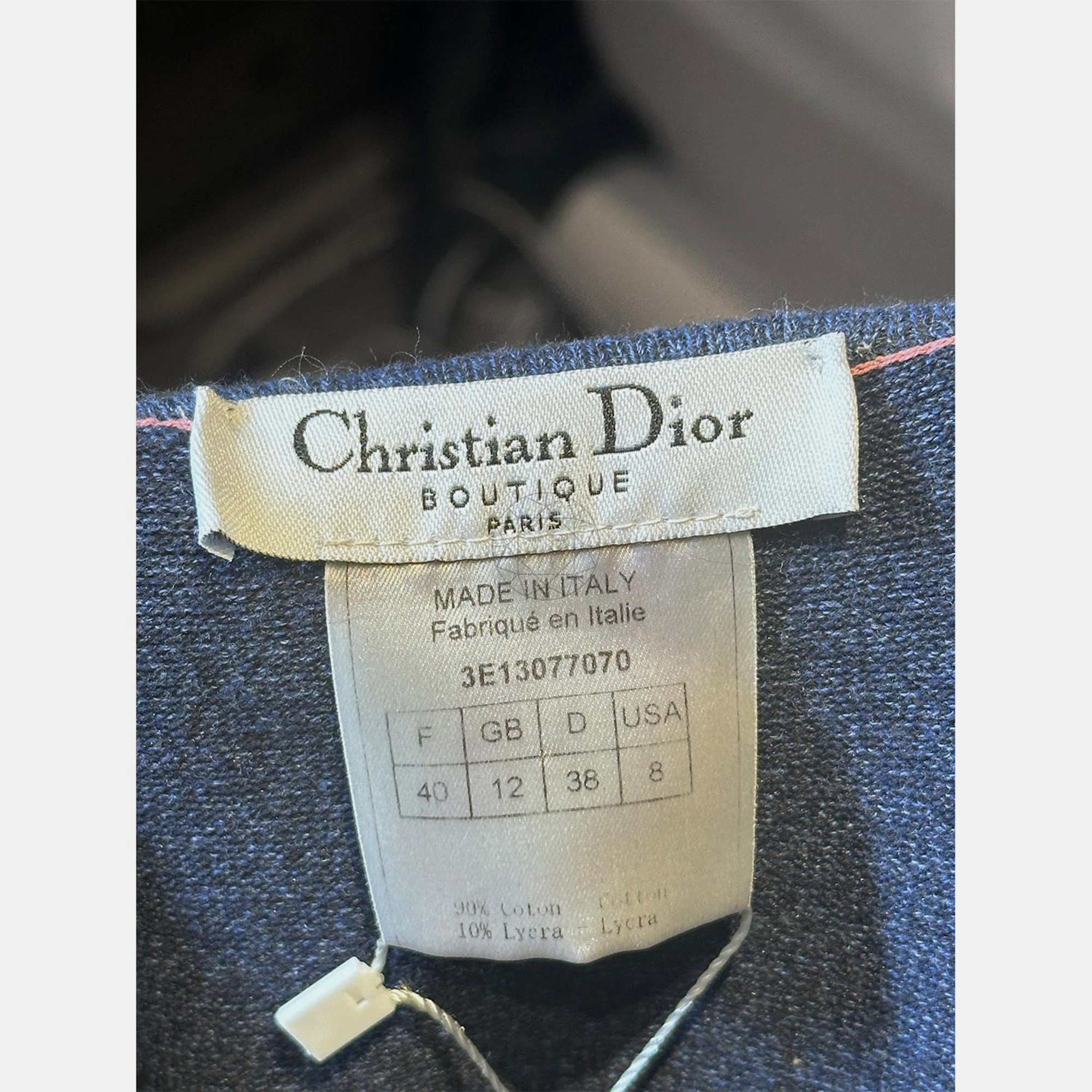 Christian Dior Vintage Blue with Pink Stitching Cardigan and Tank Set 