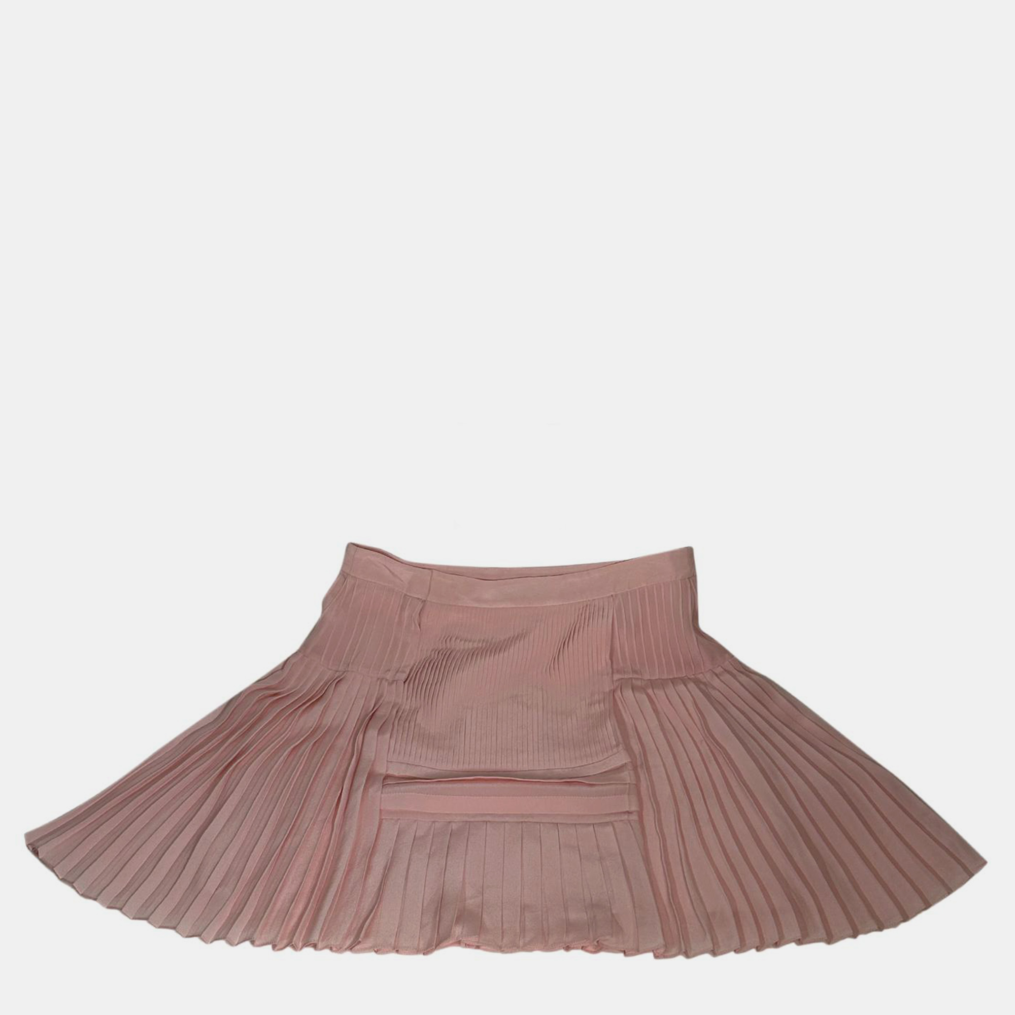 

Christian Dior Pink Pleated Silk Mini Skirt