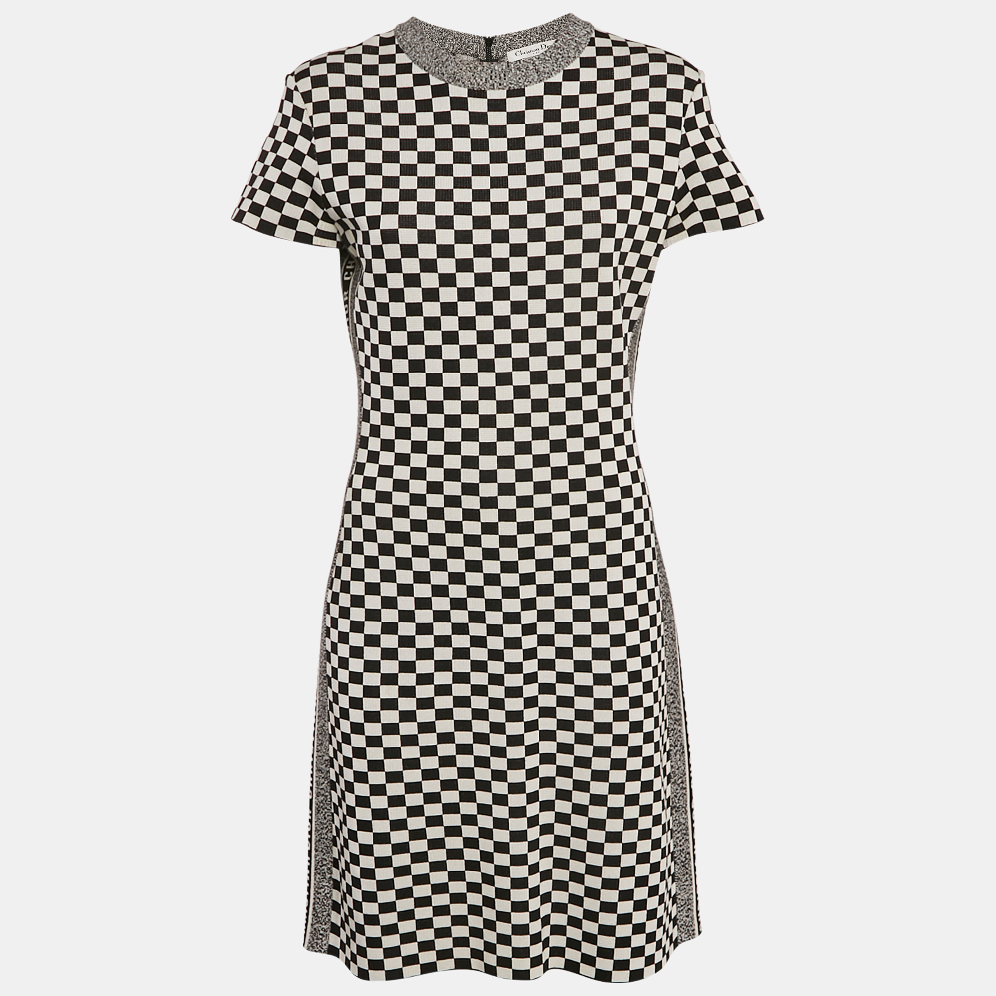 

Dior Black/White Check Pattern Jersey Bodycon Midi Dress M