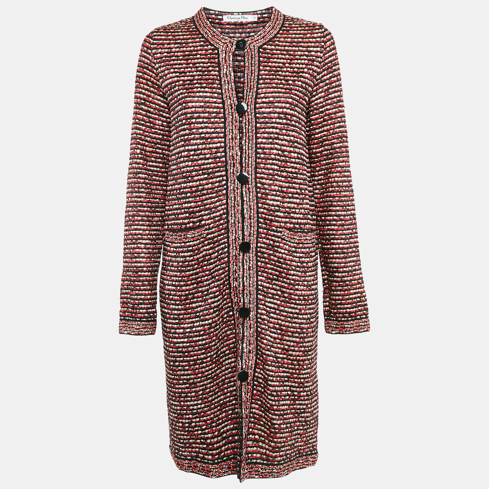 

Christian Dior Red/Black Tweed Long Cardigan M