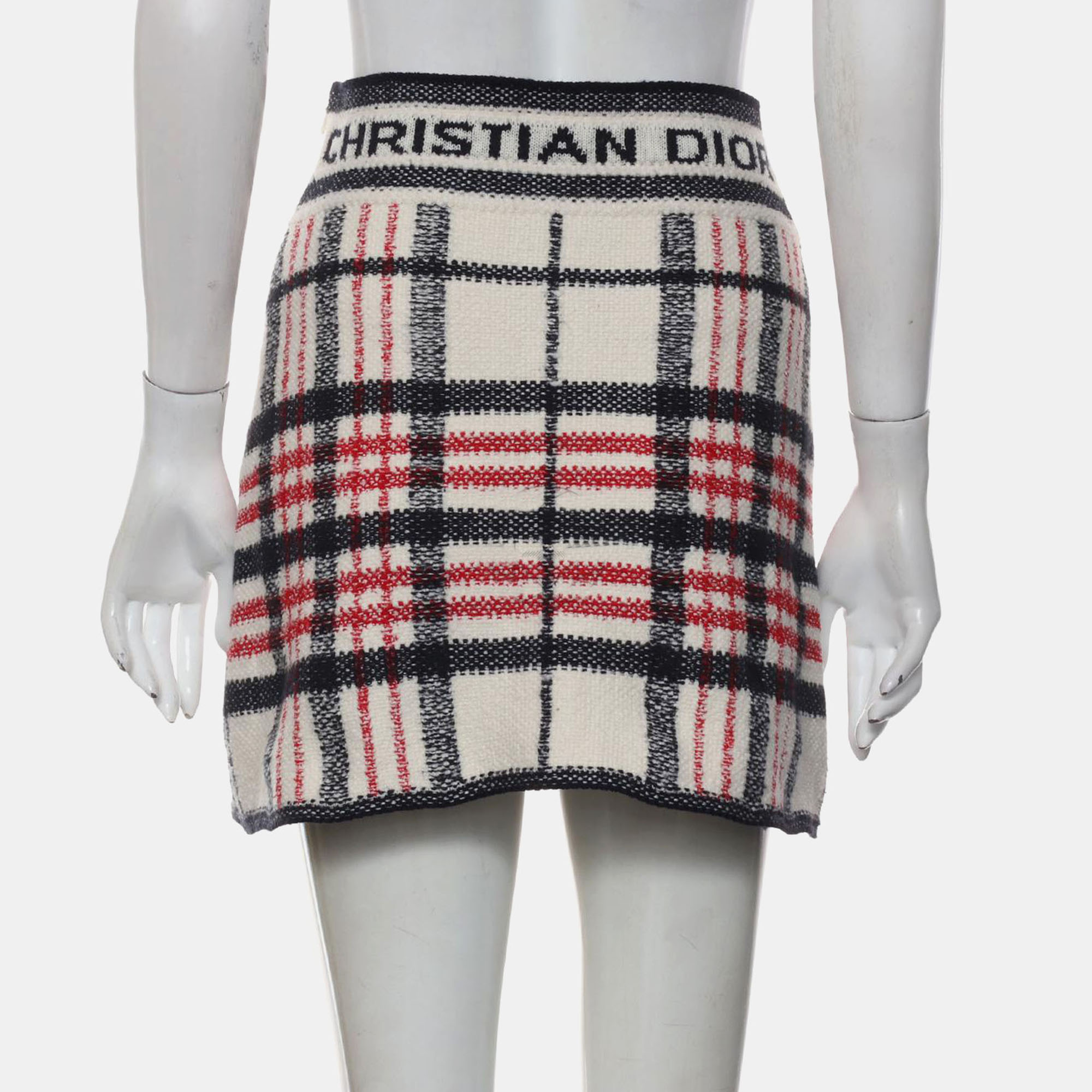 Christian Dior Logo Plaid Mini Skirt 
