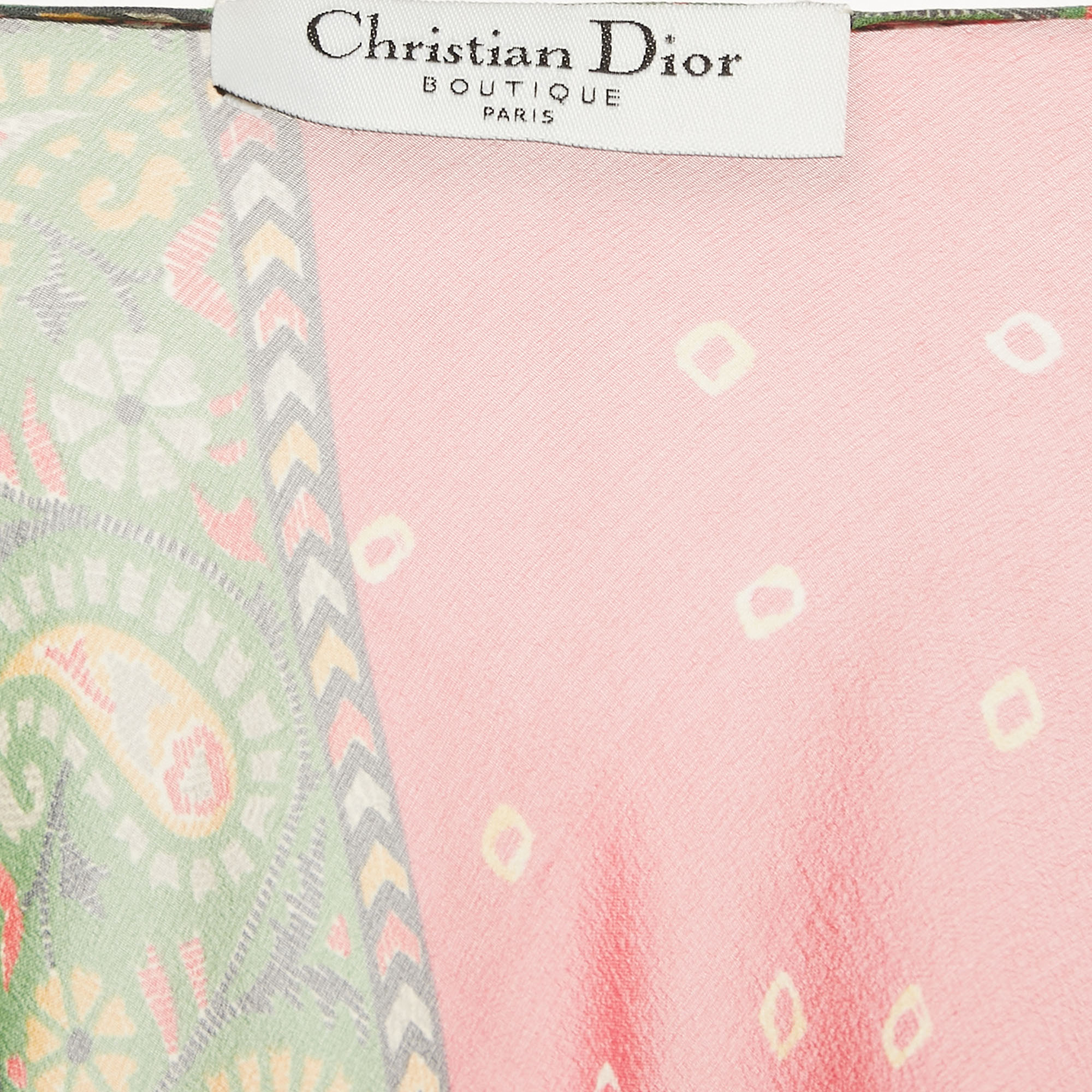 Christian Dior Multicolor Printed Silk Ruffle Detail Blouse L 