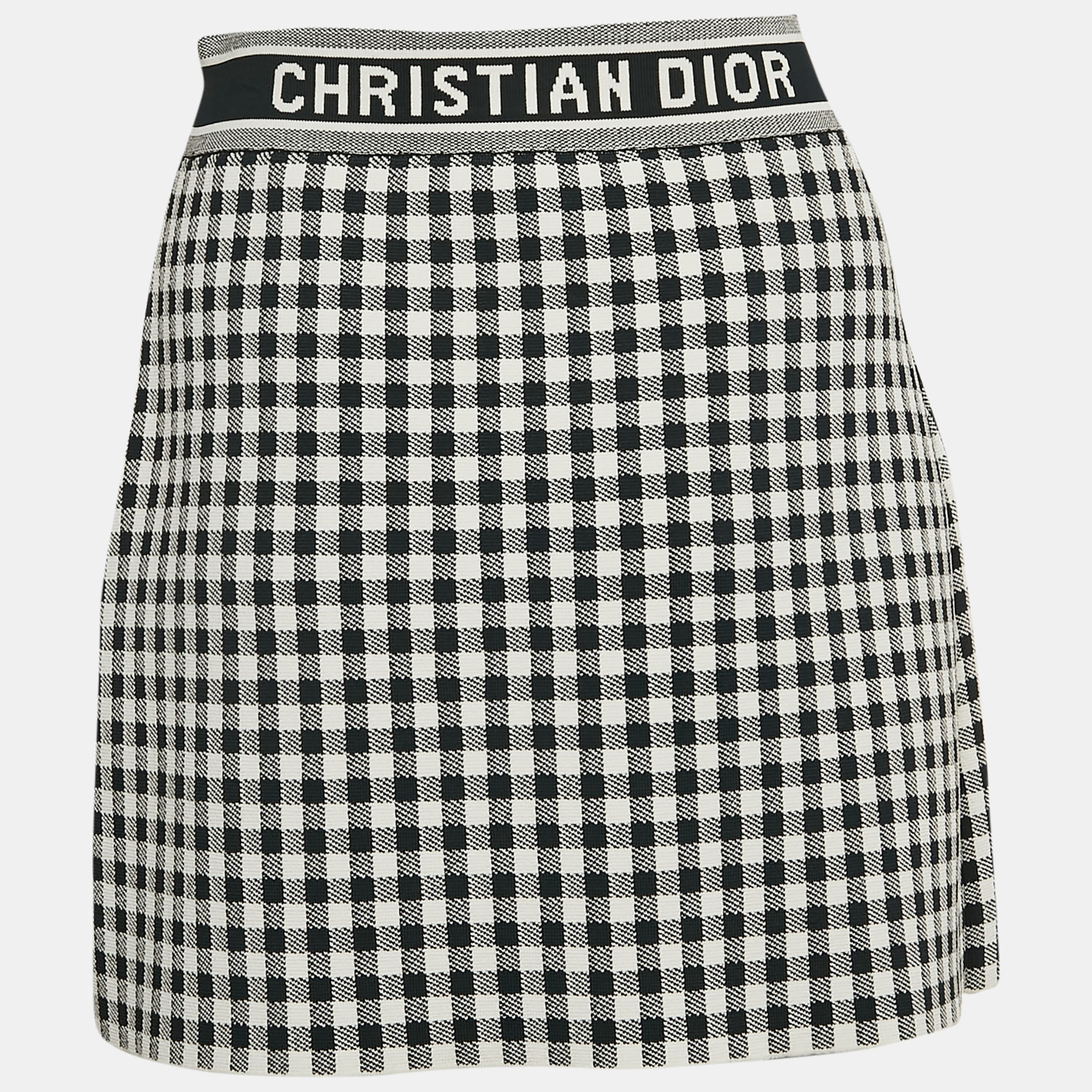 Christian Dior Checkboard Stretch Knit Mini Skirt M 