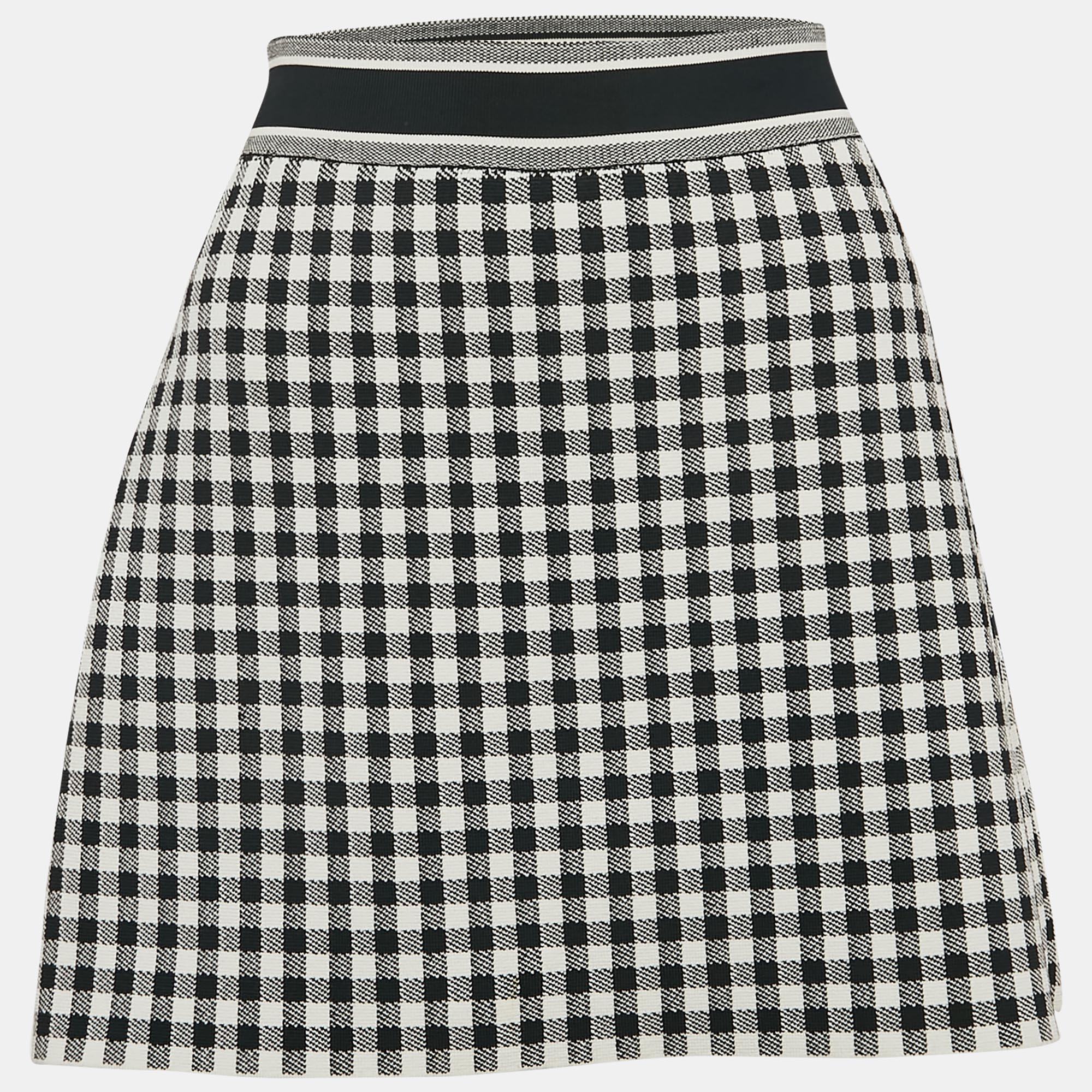 

Christian Dior Checkboard Stretch Knit Mini Skirt M, Black