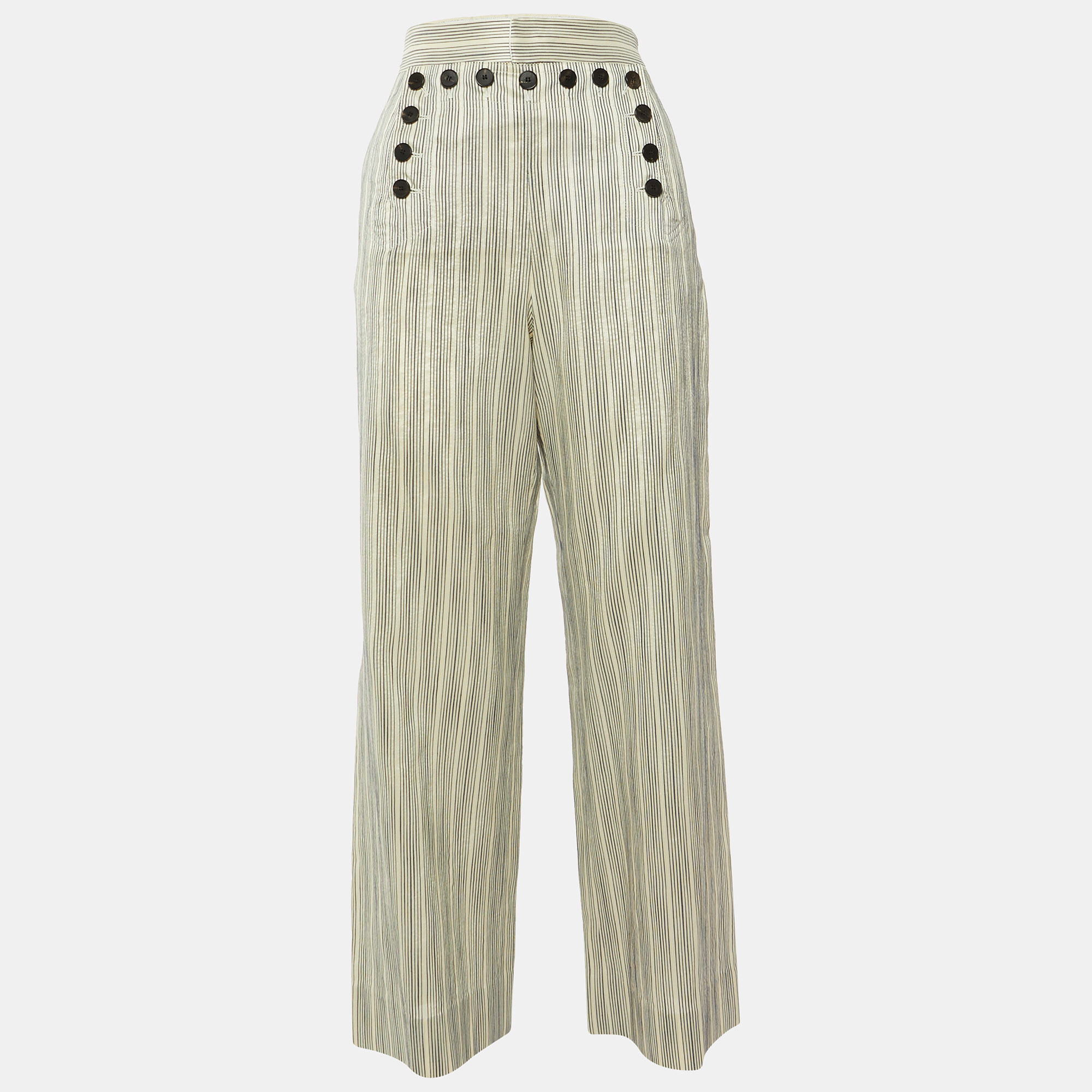 

Dior Cream Striped Tasar Silk Culottes M