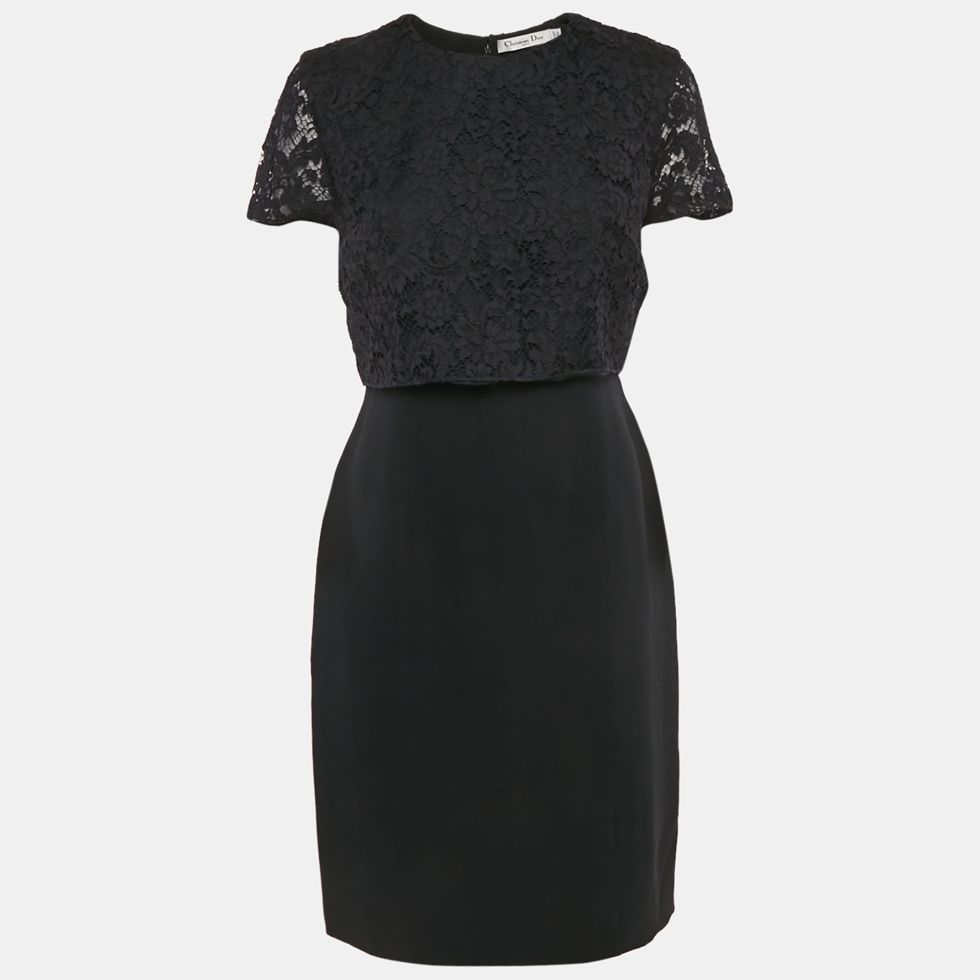 

Christian Dior Black Silk Blend and Lace Short Dress M