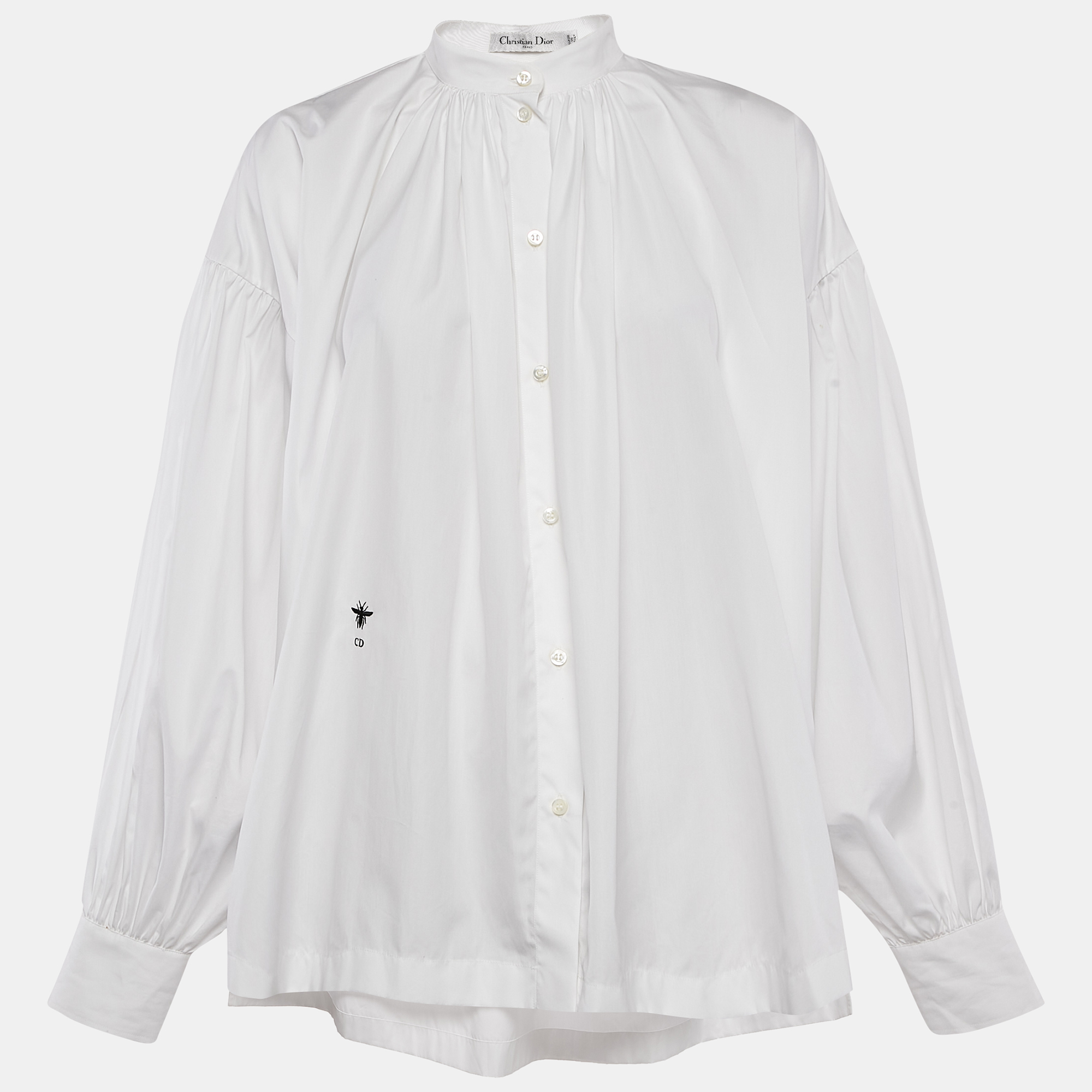 

Dior White Cotton Button Front Puff Sleeve Blouse M