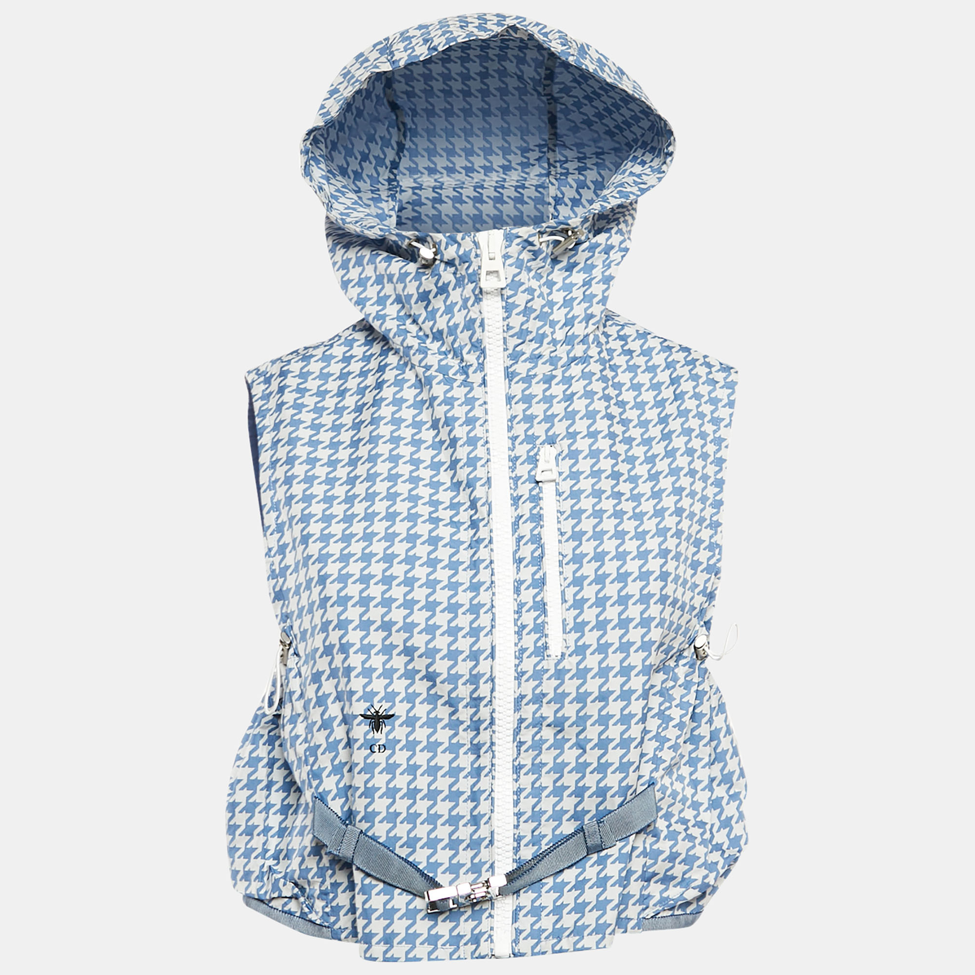 

Christian Dior Blue Houndstooth Synthetic Hooded Vest XS