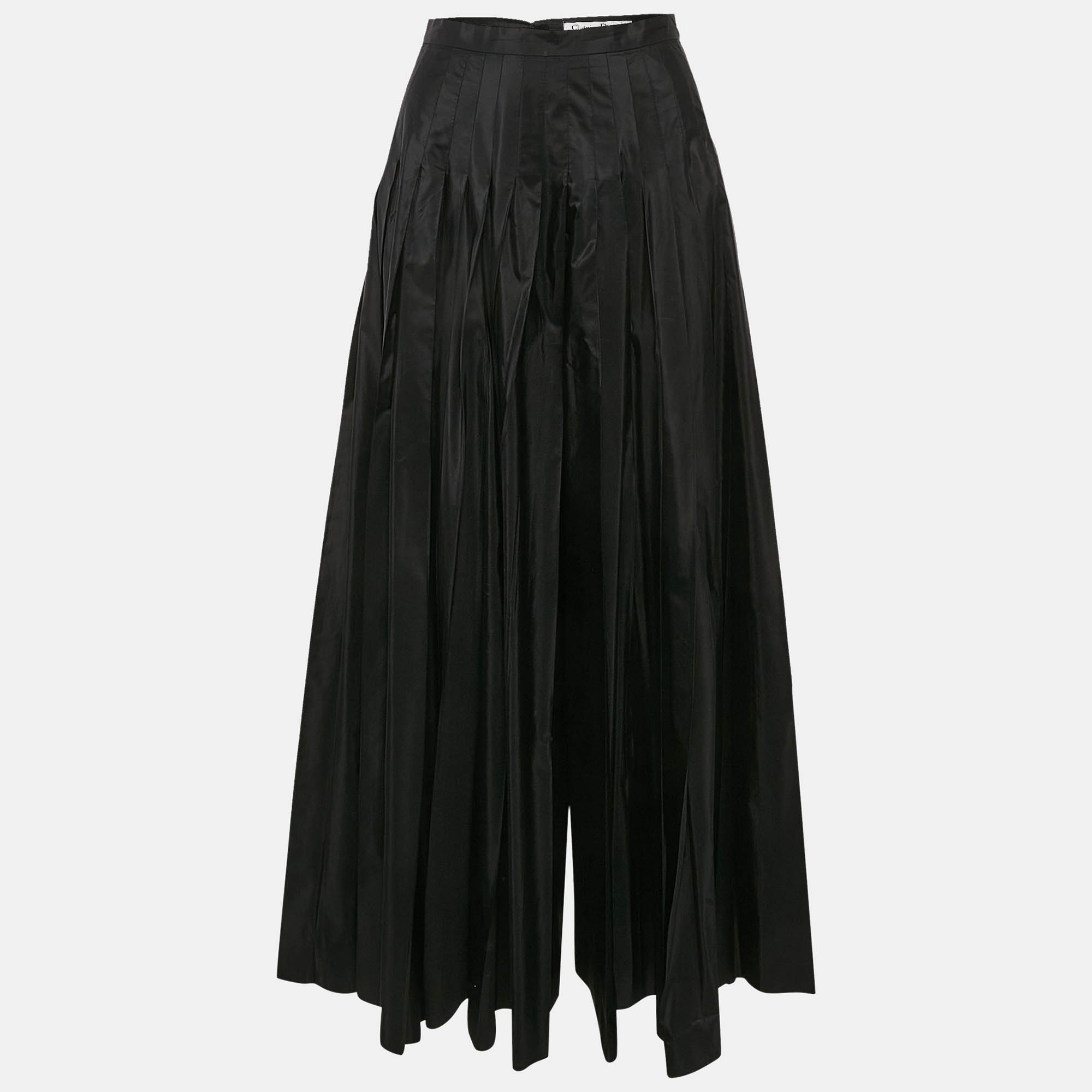 

Dior Black Silk Pleated Wide-Leg Pants S