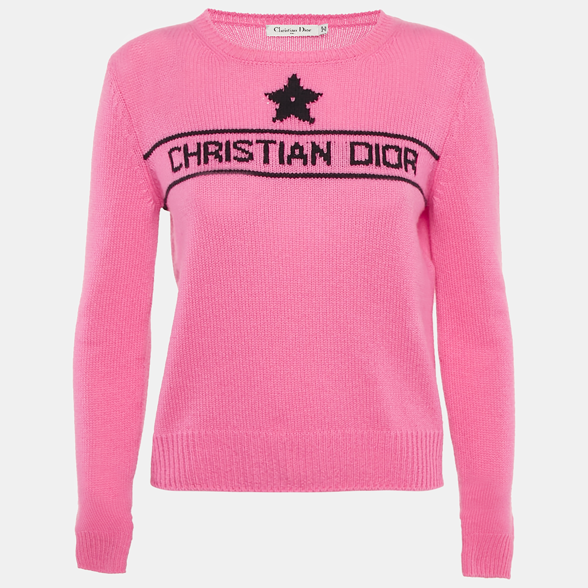 

Christian Dior Pink Star Logo Intarsia Sweater M