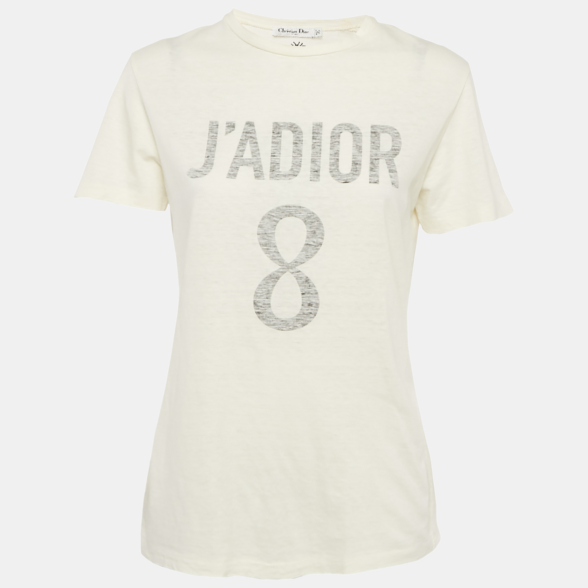 

Christian Dior Cream J'adior 8 Jersey Crewneck T-Shirt XS