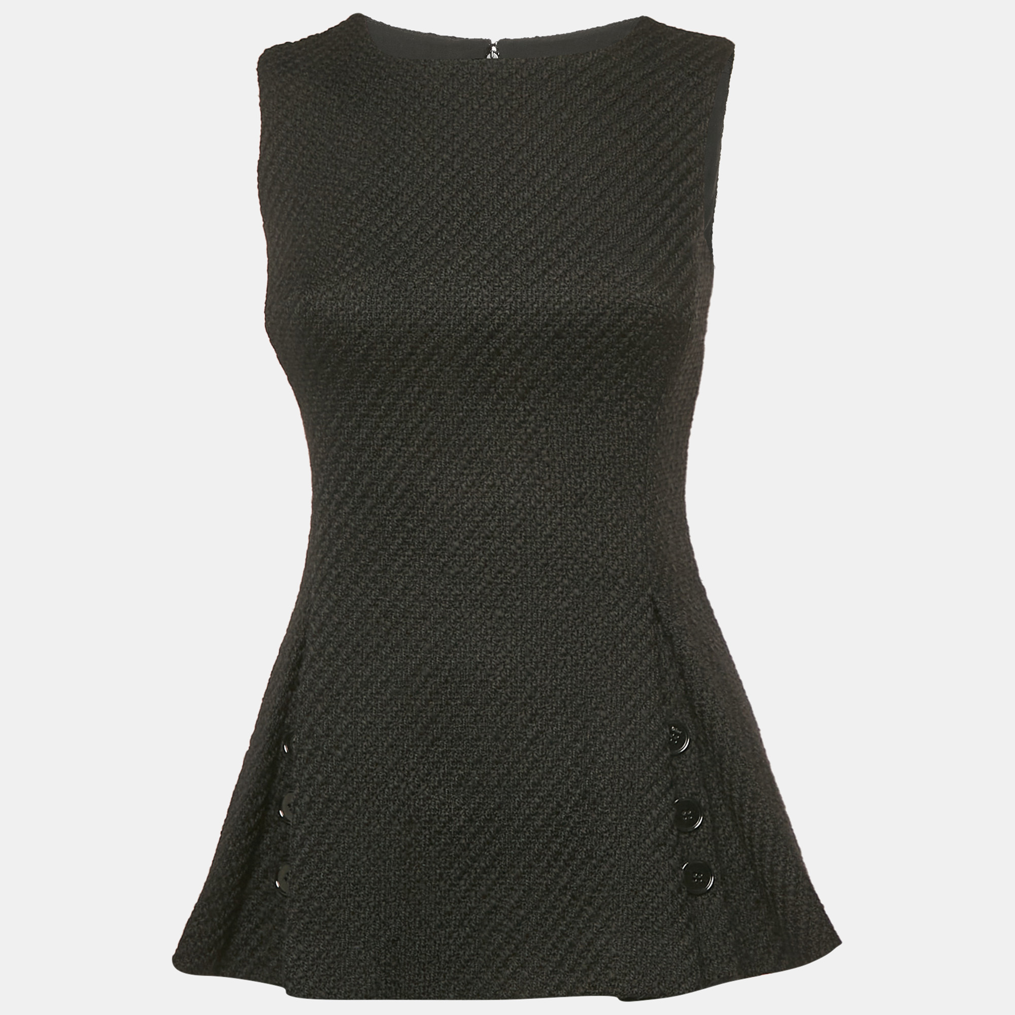 

Christian Dior Black Textured Wool Pleated Top S