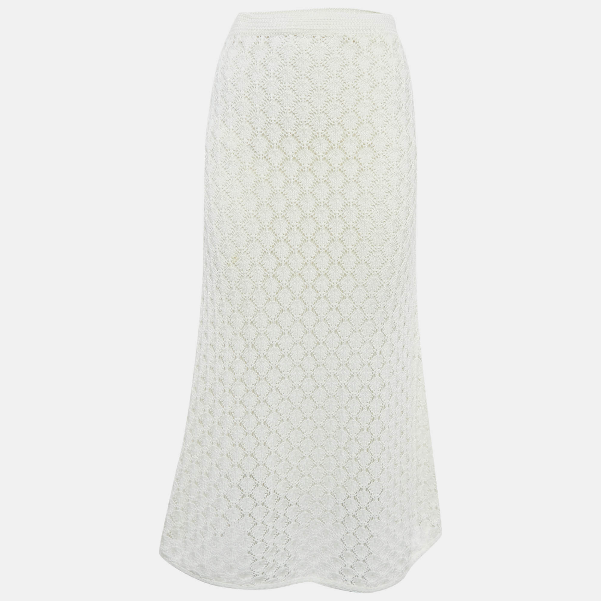 

Christian Dior White Crochet Midi Skirt S